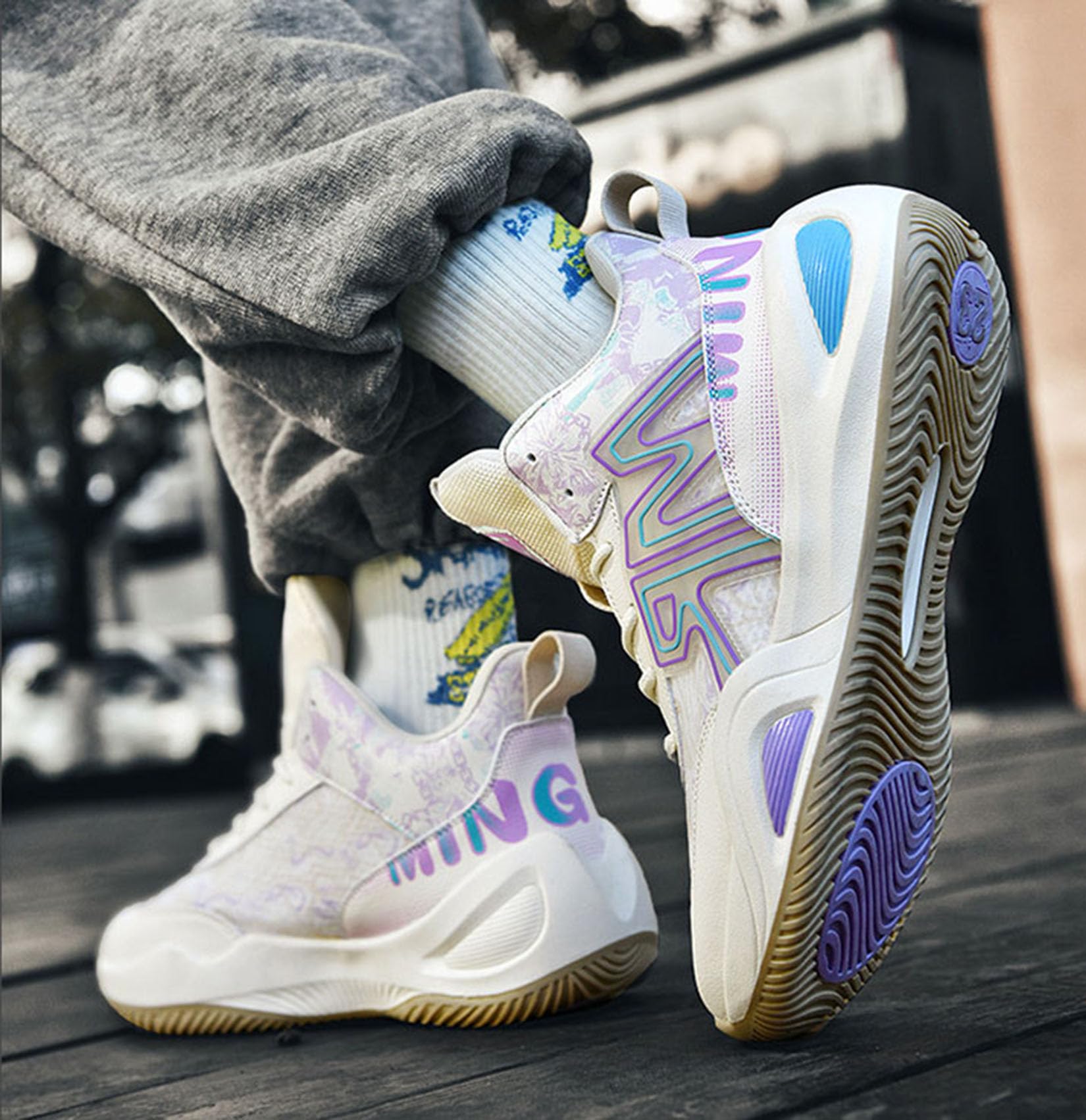 Zewnętrzne Buty Do Koszykówki Męskie Buty Sportowe Antypoślizgowe Do Koszykówki(39 EU, Q1)