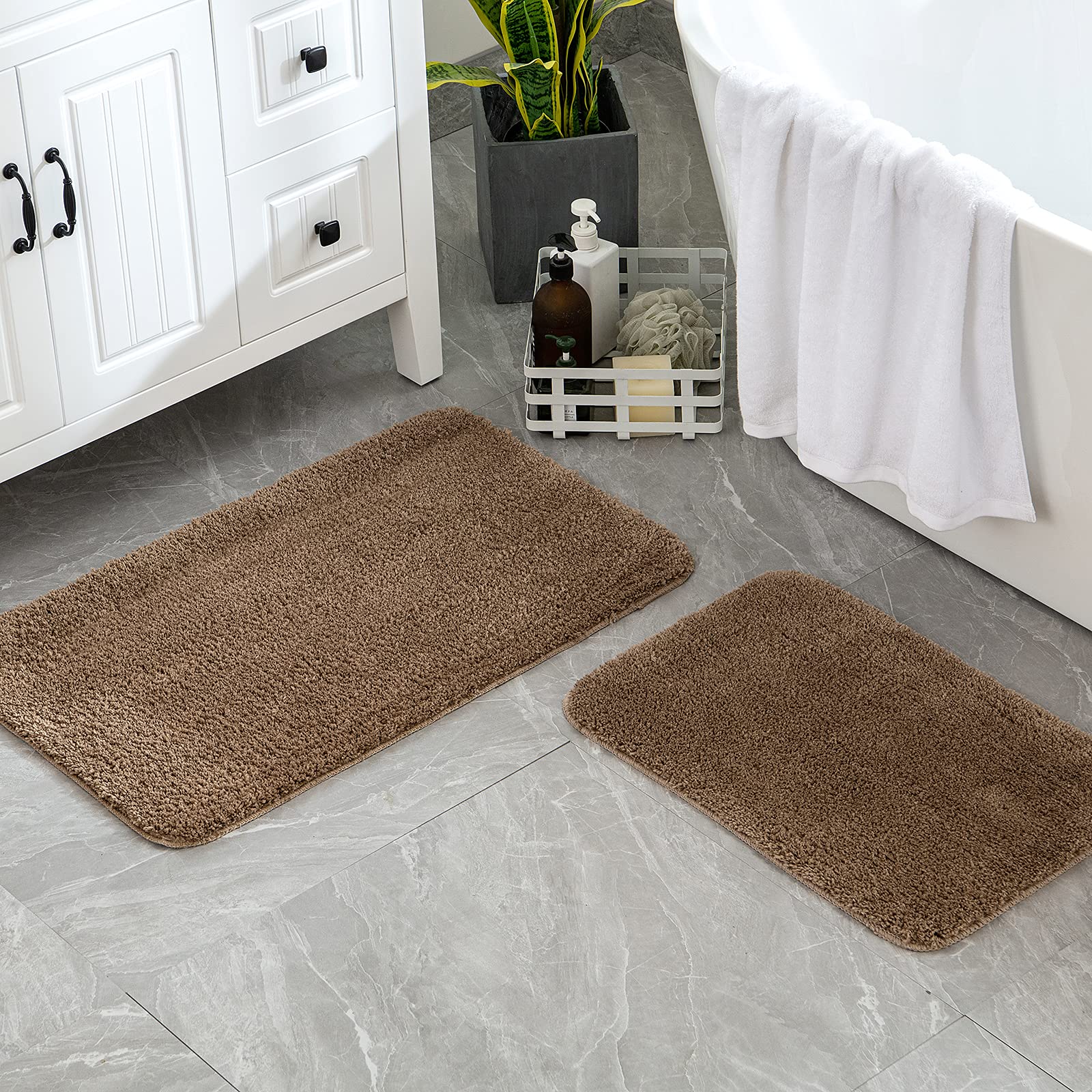 MIULEE Badmatten antislip badkamermatten douchemat absorberend badkamertapijt groot tapijt deurmat binnen keuken tapijten tapijt mat voor badkamer slaapkamer keuken ingang 45x120 cm koffie