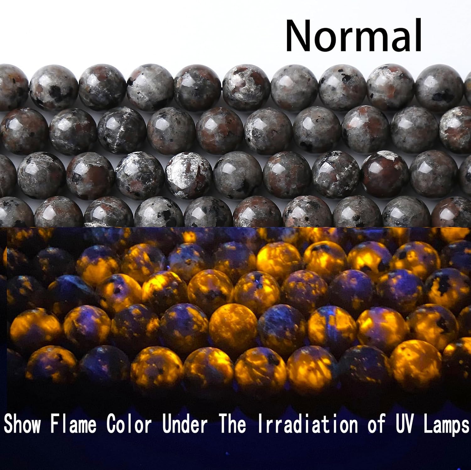 6MM 56PCS Flame Yooperlite Stone Beads Loose Beads for Jewelry Making DIY Bracelets Show Flame Color Under The Irradiation of UV Lamps - Image 6