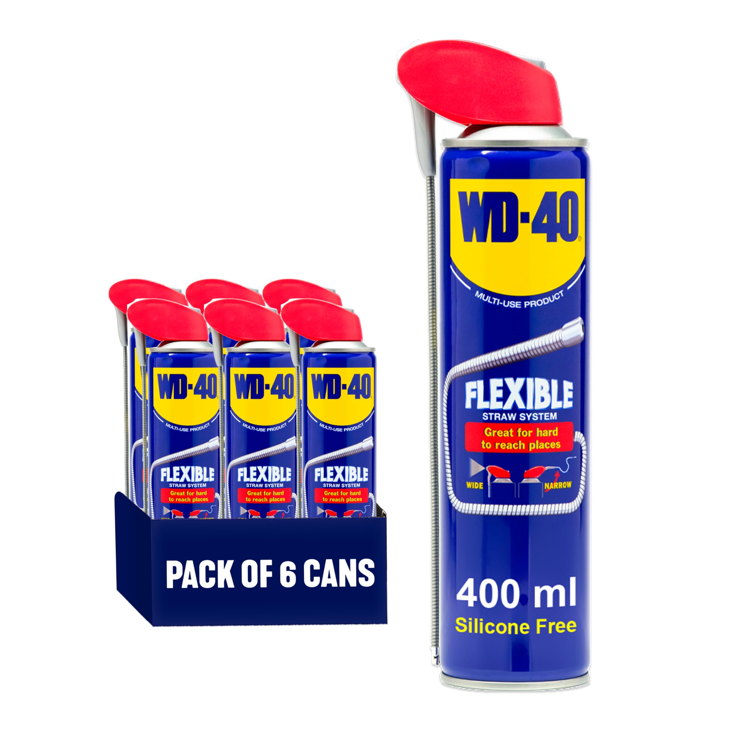 WD-40 Cannuccia in metallo flessibile prodotto multiuso (6 x 400 ml)