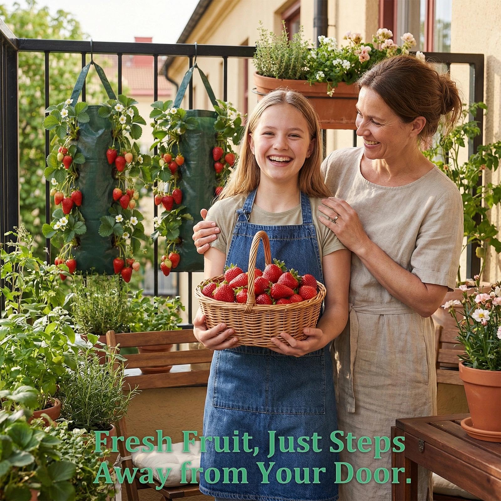 2 PCS Bolsa de Plantación, Bolsas de Plantas de Plástico Colgadas Verticalmente, Bolsas de Plantas Transpirables con 8 Agujeros, Jardin Vertical Bolsas de Cultivo para Plantas Fresas Hierbas Verduras — view 4