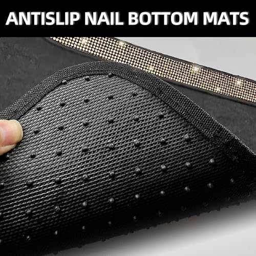 Miniatura 4 de NBTEPEM Juego completo de tapetes dorados para automóvil, ajuste universal para la mayoría de automóviles, SUV, camiones, 4 alfombras de diamante