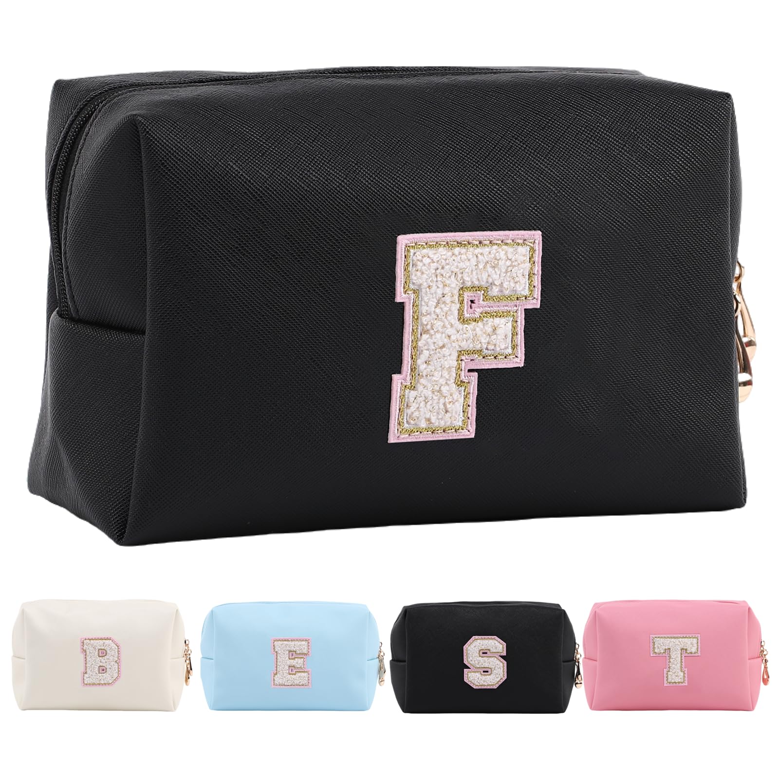 Personalized Makeup Bag,Waterproof Travel Makeup Pouch Cosmetic Bag Birthday Gift for Women Mom，Bride Bridesmaid Cosmetic Bag A-Z — view 79