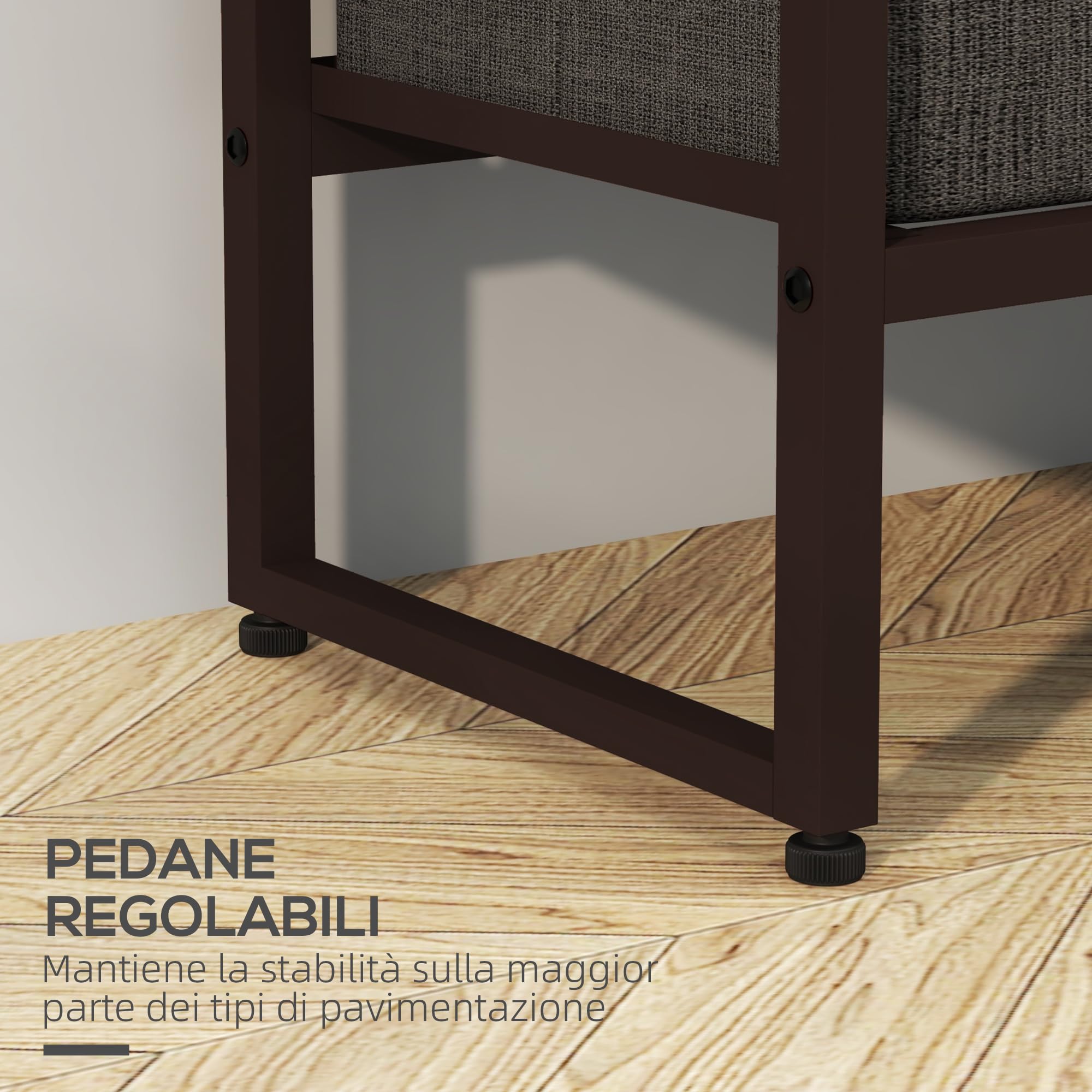 HOMCOM Appendiabiti da Terra con Asta, 3 Cassetti, 58.5x30x178 cm, Marrone