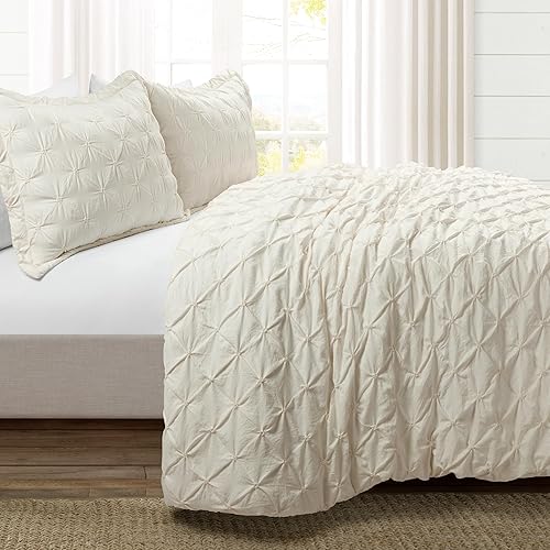 Miniatura 2 de Lush Decor Ravello - Juego de funda de edredón con textura de 3 piezas de lujo, decoración tradicional de dormitorio inspirada en glamour y granja,