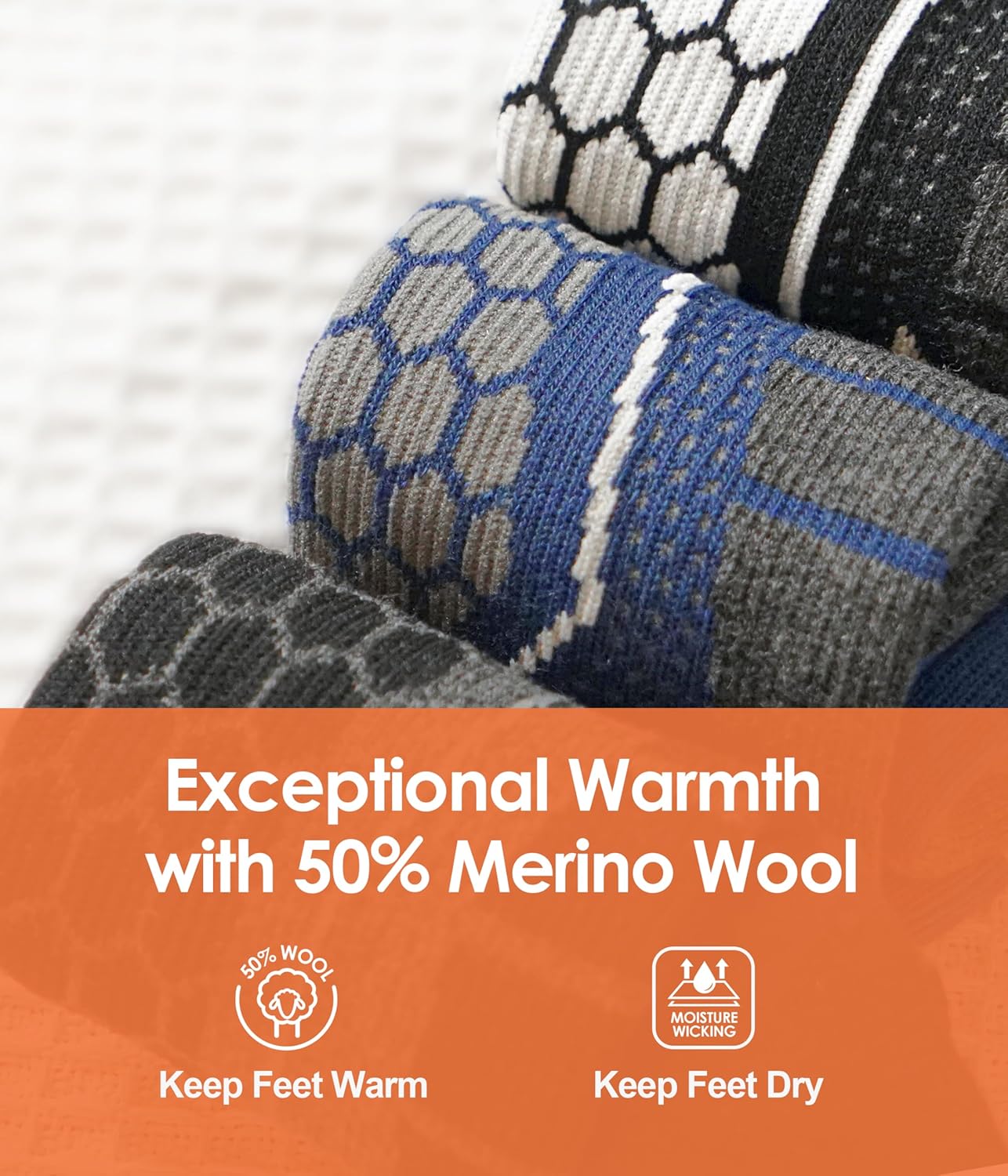 Merino Wool Ski Socks For Men & Women, Skiing, Snowboard, Hunting, Over The Calf Winter Warm Socks, 2/3 Pack - Image 3