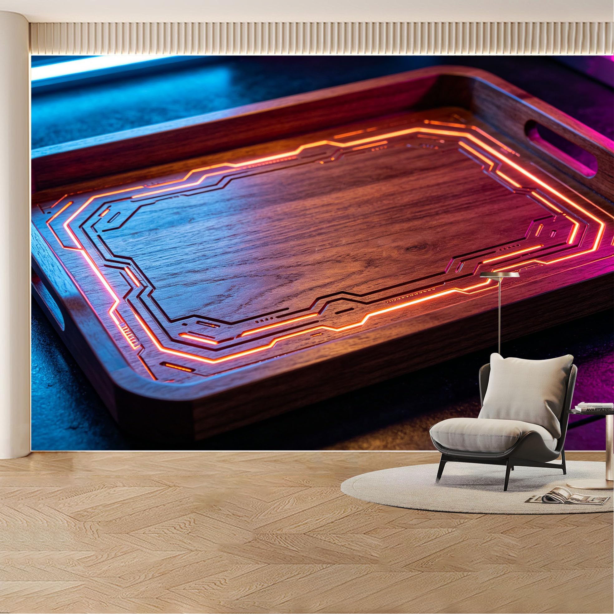 Custom Wall Mural Wallpaper Futuristic Circuit Board Design 3D Effect Modern Wall Decor Large Wall Art Neon Luxury Style Removable SelfAdhesive Large Photo for Living Room， Bedroom， Office