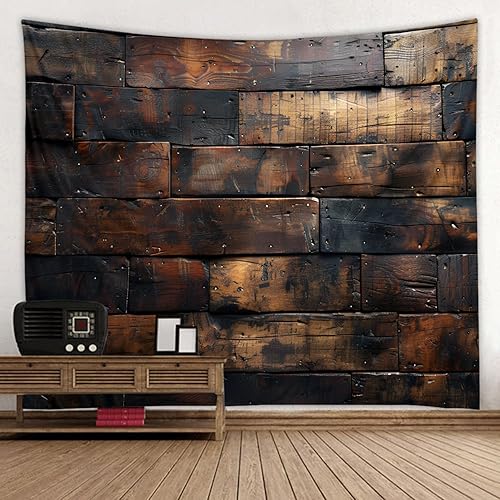 Miniatura 7 de Tapiz estético de tela de pared, tapiz decorativo de madera, retro, para oficina, fondo de habitación, para dormitorio, jardín al aire libre,