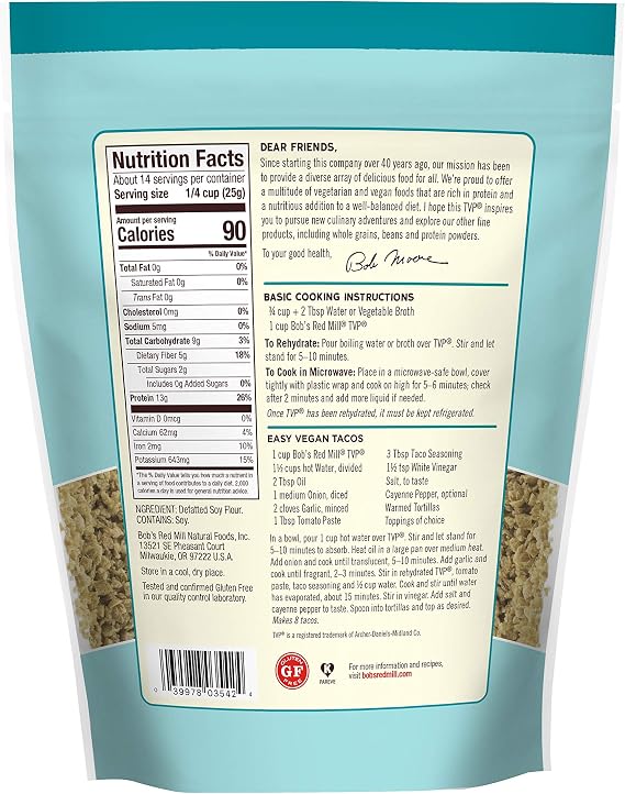 Bob's Red Mill TVP, 12oz (Pack of 4) - Vegan, Made in USA, Unflavored, Kosher