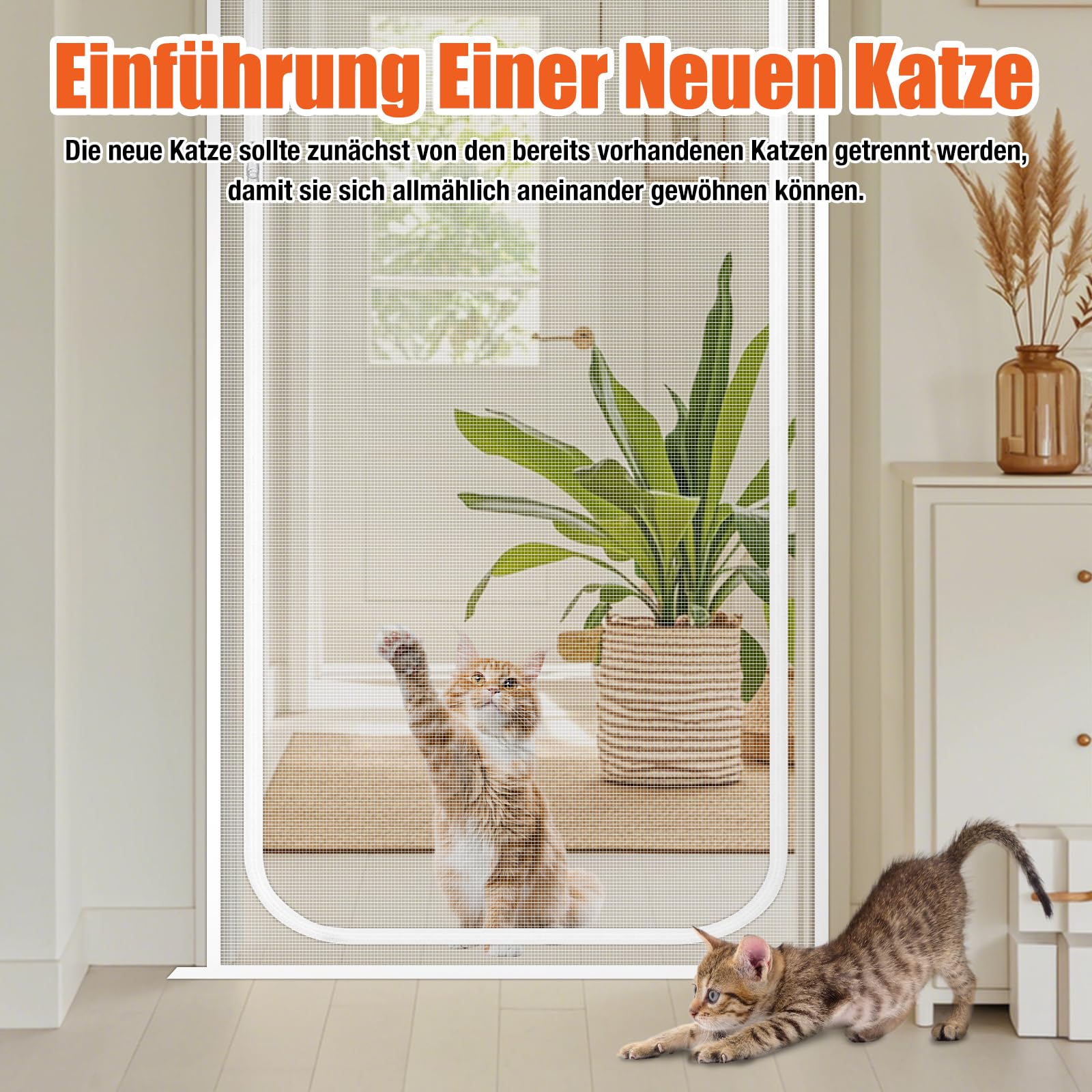 Katzennetz für Balkon 90cm X 200cm, Verdickt Katzengitter TüRgitter Katze, DASS Katzen Aus Laufen,Ohne Bohren, Insektenschutz Balkontü Rmit ReißVerschluss für Schlafzimmer Wohnzimmer, Weiß