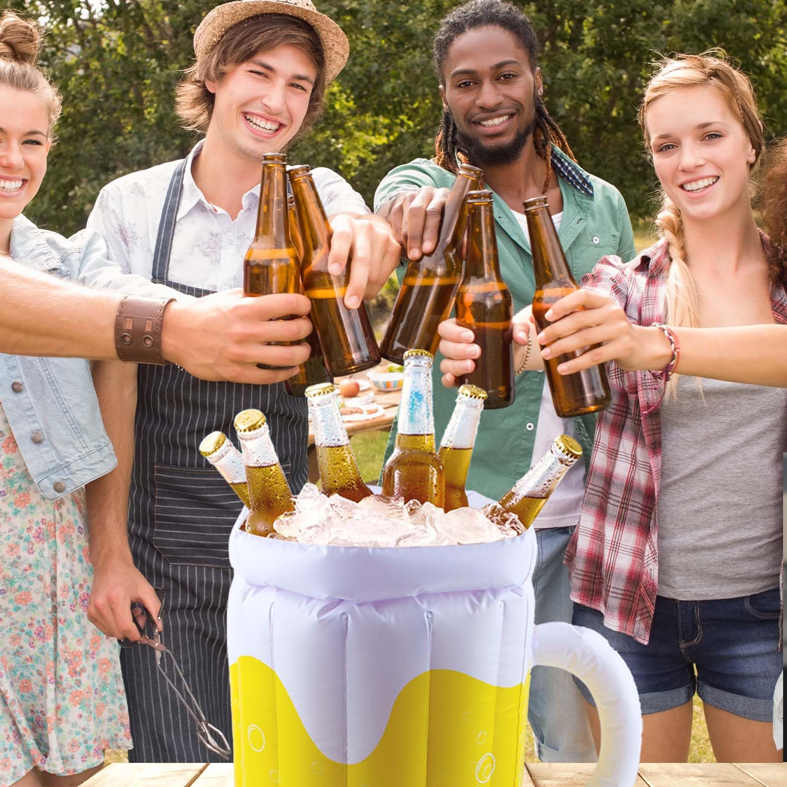 Cubo de Cerveza Inflable para Fiestas de Verano, Soporte para Bebidas, Soporte para Bebidas Flotante para Fiestas