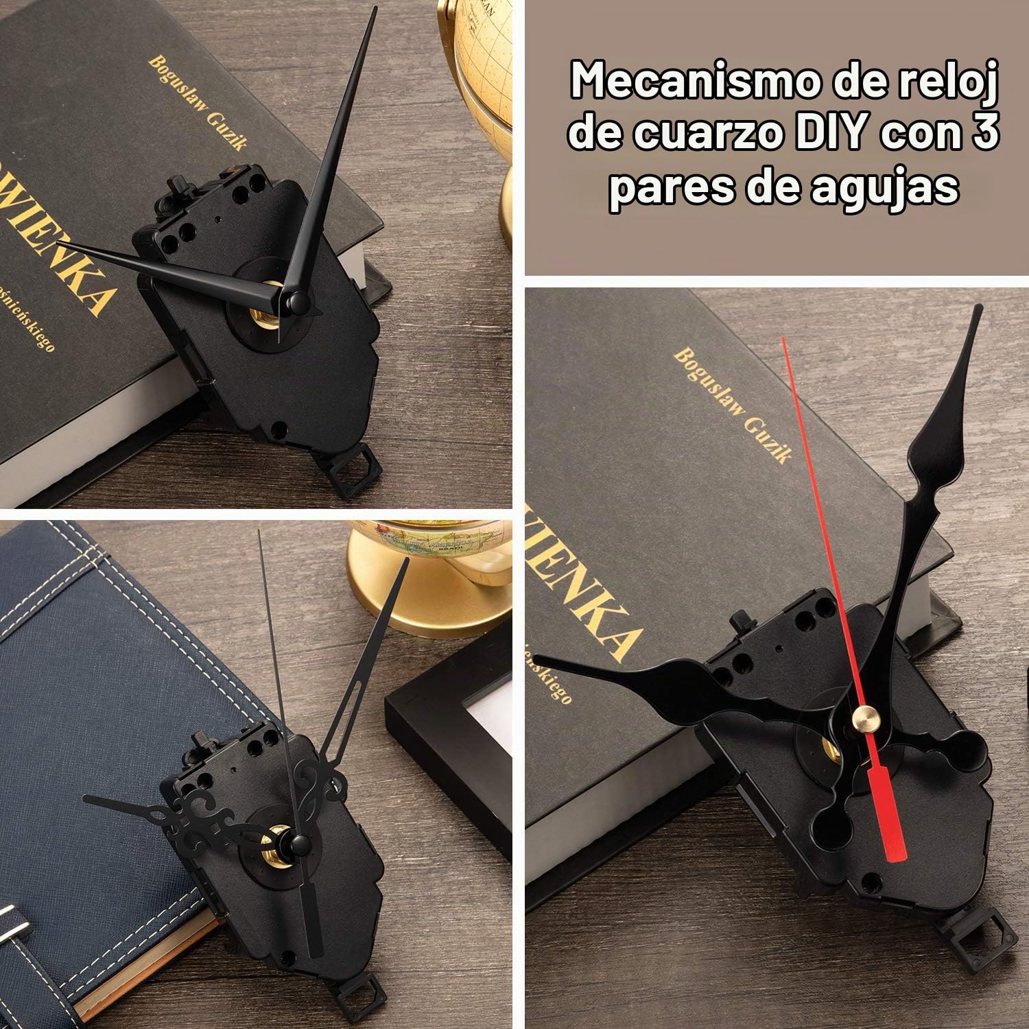 Reloj de Cuarzo con péndulo y Mecanismo de Movimiento de melodía con 3 Pares de manecillas