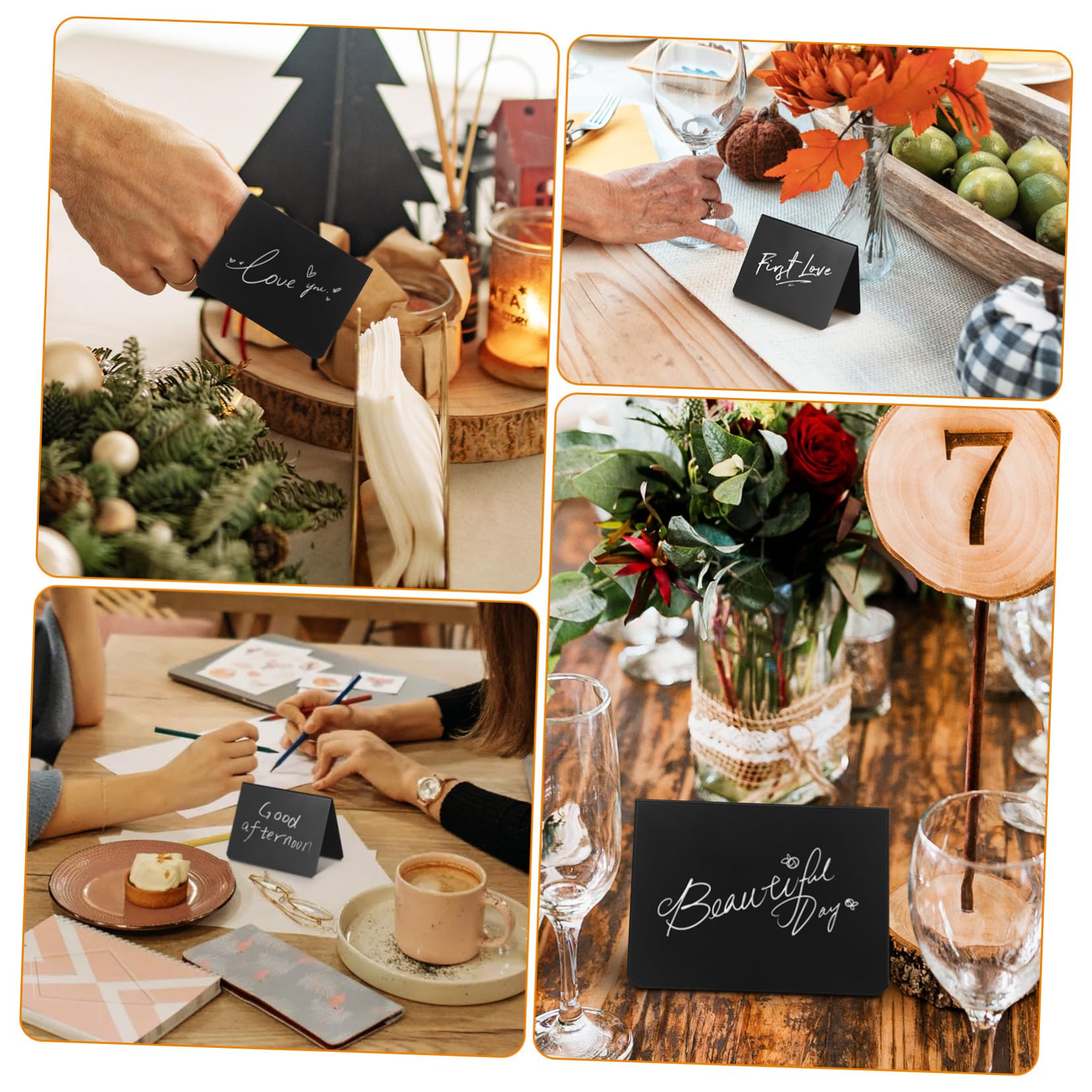 SHINEOFI 4 Sätze Blackboard + A-typ + Stift + Reinigungsstoff Tafel Mit Küchennotizen Tafelschild Für Den Tisch Tuch Mini-boards Tabletop-nachrichtentafel Essen Planke Plastik 20 Stück * 4