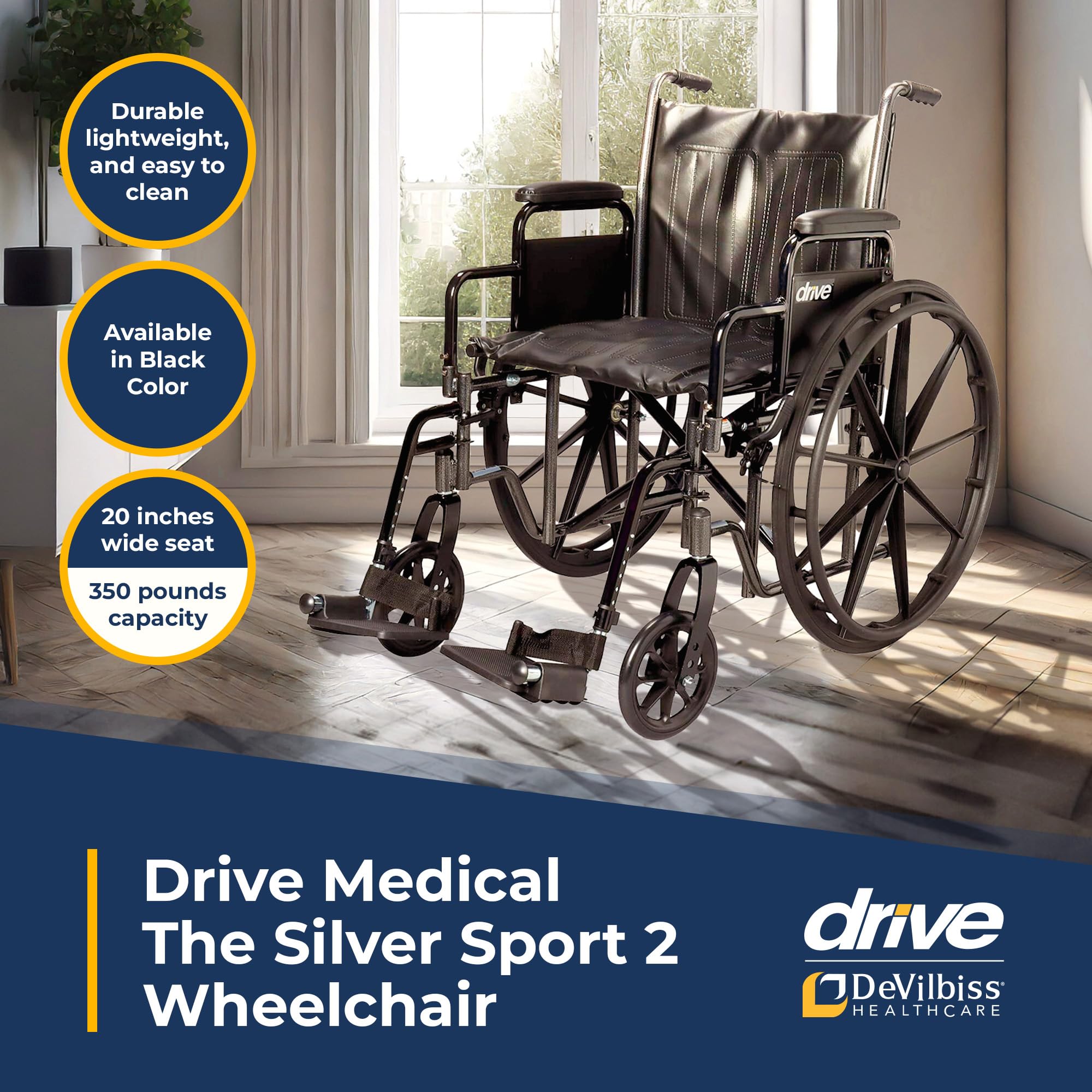 Drive Medical Silver Sport 2 Folding Wheelchair -3 Drive Medical Silver Sport 2 Folding Wheelchair -3