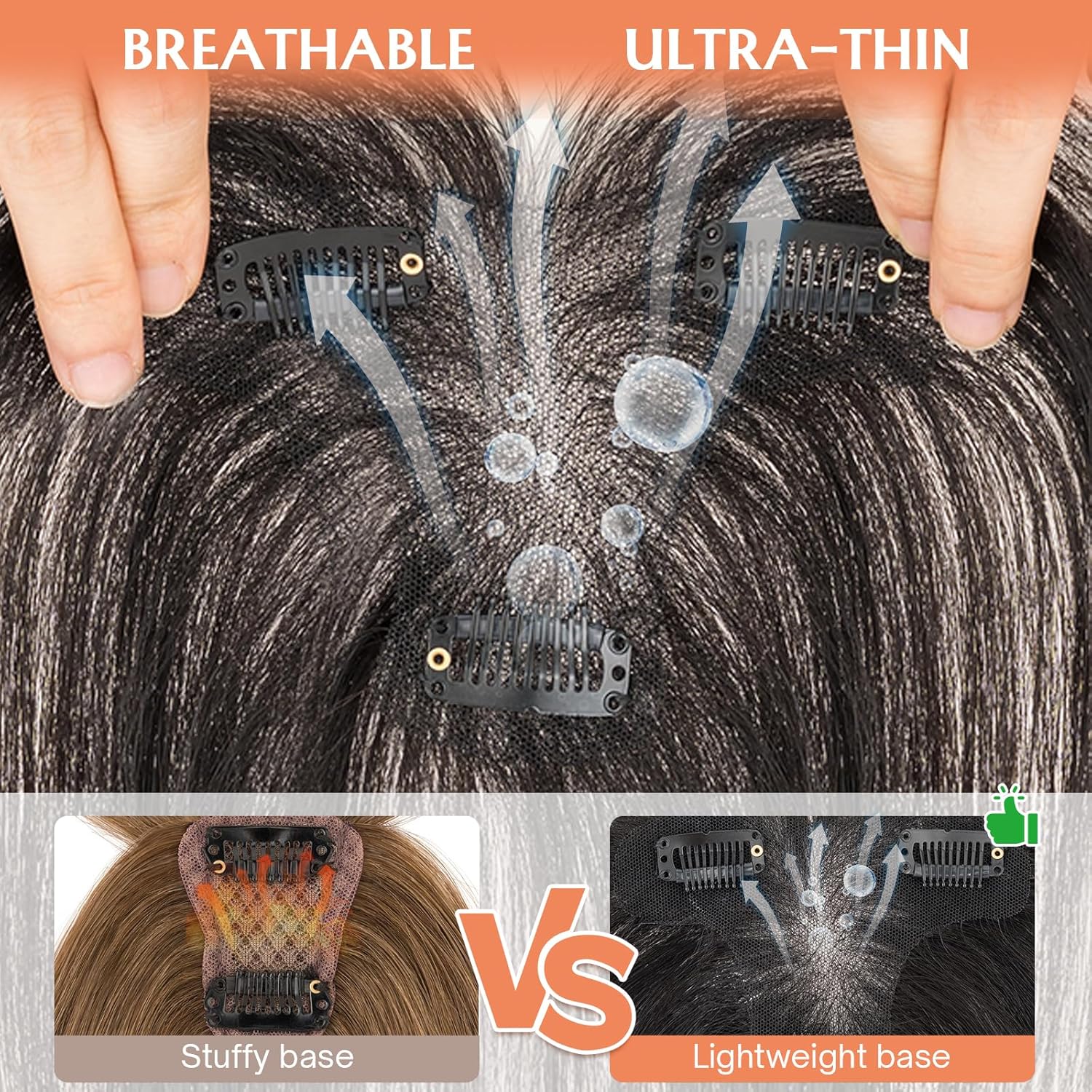 Benehair Clip in Bangs 100% Real Human Hair Extensions 360° Cover Clip on 3D Wispy Bangs for Women Topper Hairpieces for Women Natural Black