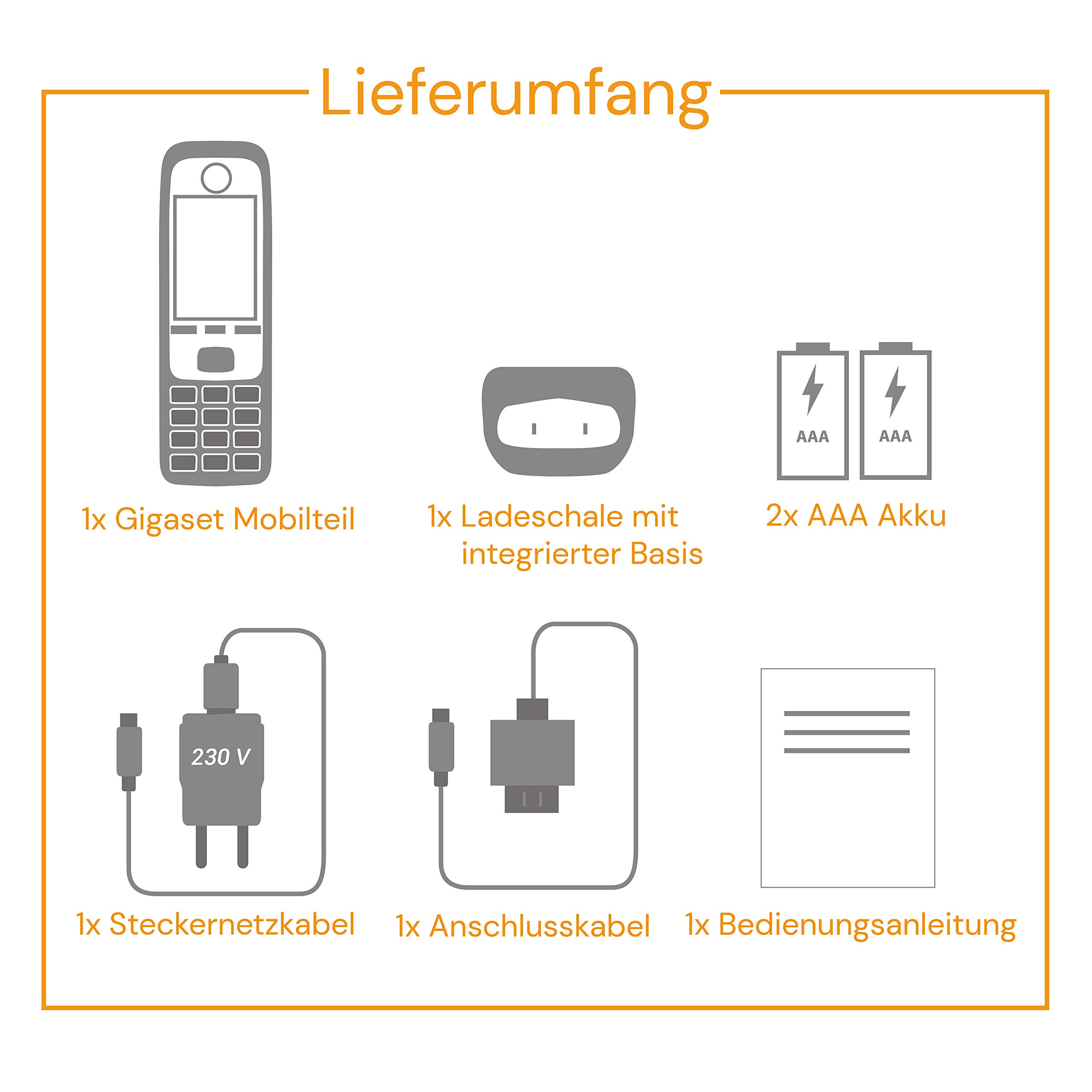 Gigaset Easy – Schnurloses Senioren-Telefon mit großen Tasten und extra lauter Klingelfunktion – hörgerätekompatibel, anthrazit-grau