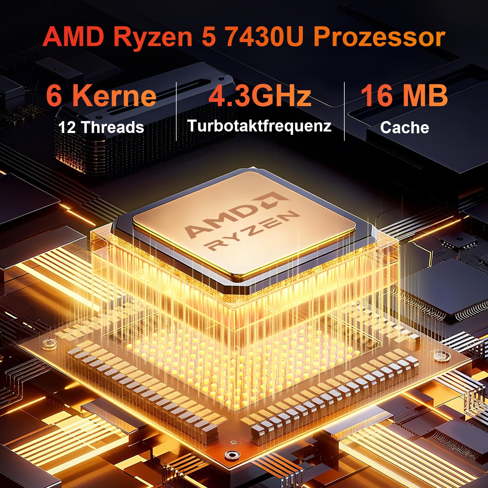 AWOW Mini PC AMD Ryzen 5 7430U (6 rdzeni, do 4,3 GHz), 16 GB DDR4, 512 GB PCIe 3.0 SSD, karta graficzna Radeon, wyświetlacz 4K 1000 m LAN, WiFi 6, BT 5.2