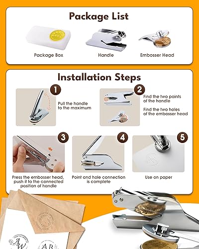 Miniatura 8 de Estampado en relieve personalizado, estampado de libros Cusmiz para personalizar tu propio diseño, sello en relieve para invitaciones de boda de