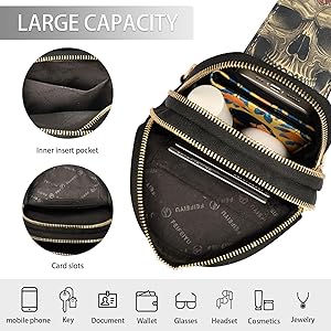 Art Of Skull Print Women Sling Bag with Adjustable Strap
