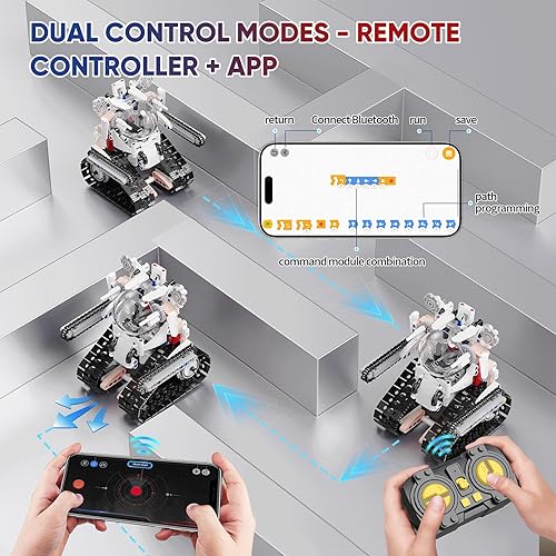 Miniatura 4 de Kit de construcción de robot STEM 5 en 1 para niños, aplicación y control remoto, juego de erector RC para niños bloques 419 piezas, regalo