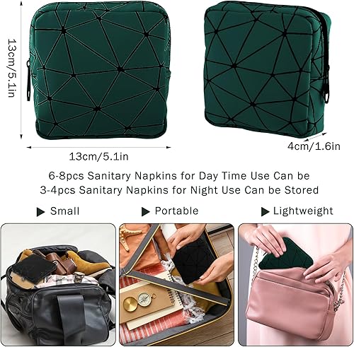 Miniatura 2 de 2 bolsas de almacenamiento de servilletas sanitarias, pequeña bolsa de cuero sintético menstrual impermeable de 4 pulgadas, bolsa menstrual con