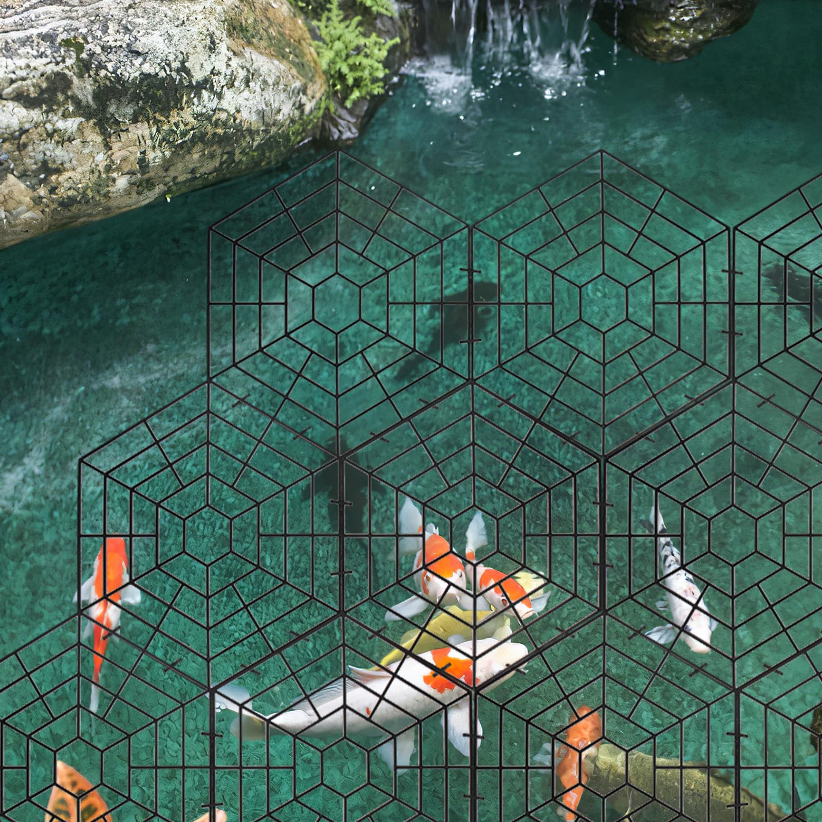 30 Unidades Red Protectora de Plástico para Estanques Forma Hexagonal, Material PP Resistente y Combinable para Mantener Seguros los Peces en Exteriores