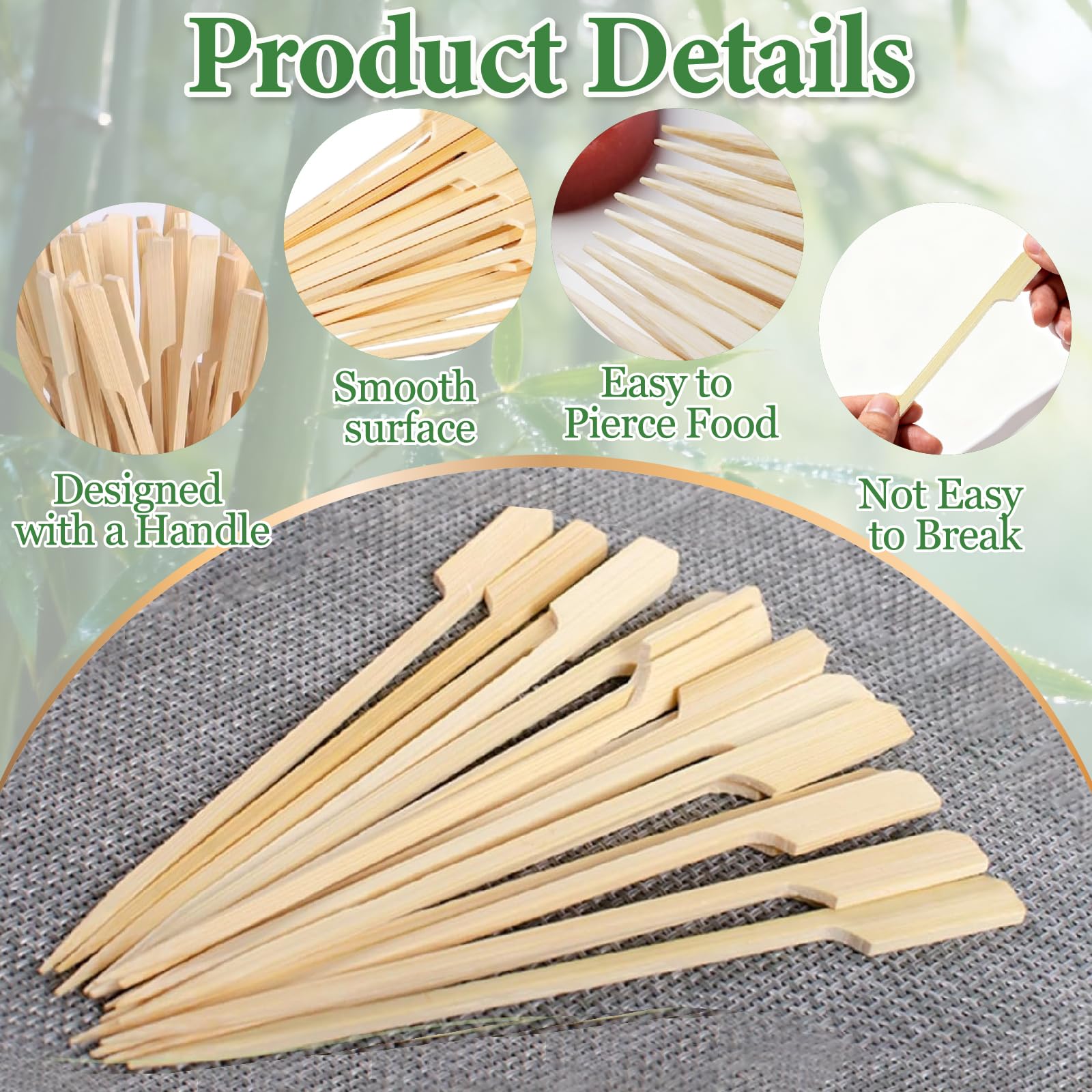 200 sztuk Finger Food Skewers, 9 cm szpikulce na palce, bambusowe wałki | Pałeczki koktajlowe, drewniane łopatki, rożny koktajlowe, pałeczki do grilla, szpikulce do przekąsek i przekąsek