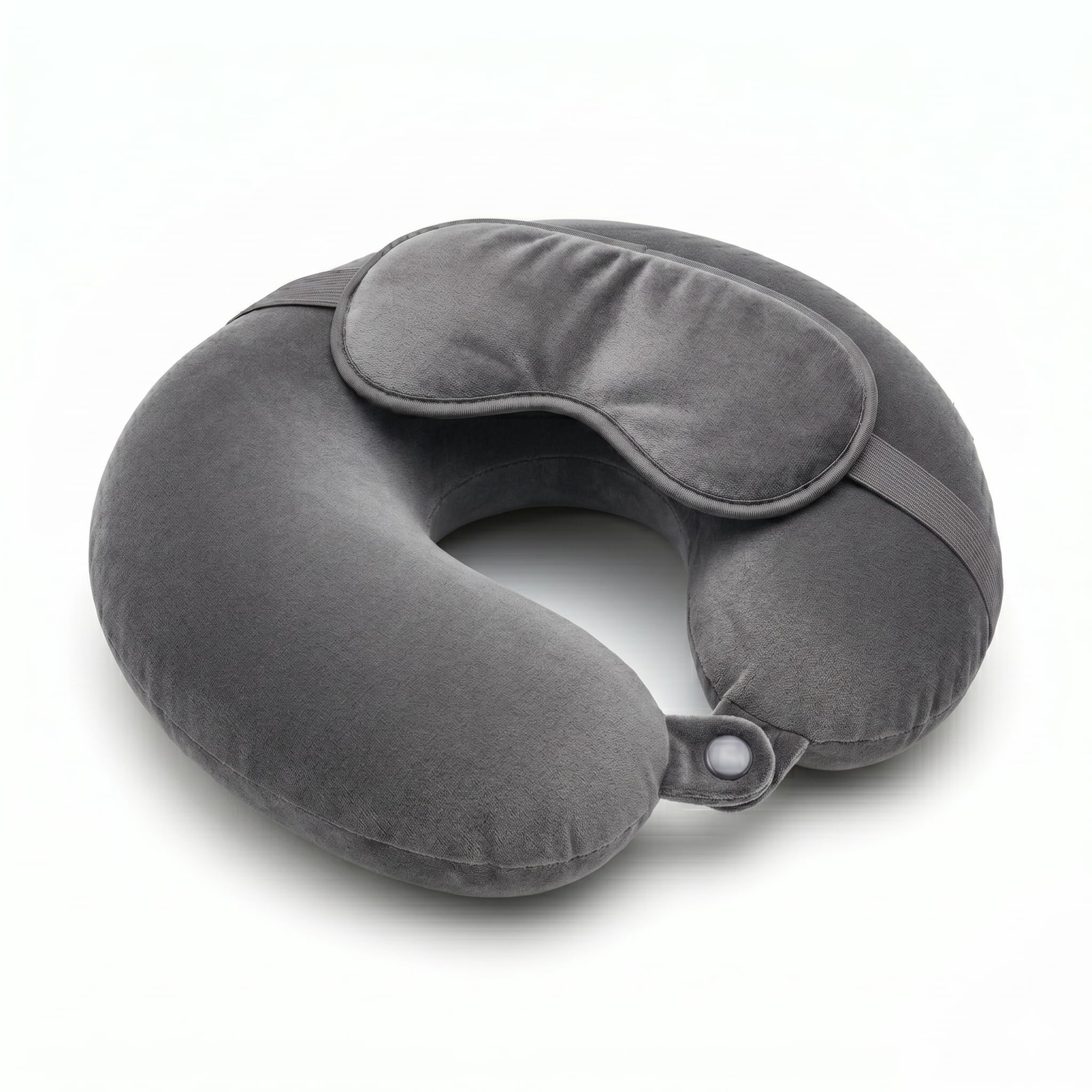 Travel Neck Pillow for Adults, Fiber Filled U-Shaped Neck Support Pillow with Button Closure, Soft Plush Neck Cushion for Airplane, Car, Office & Travel (Grey)-image-32