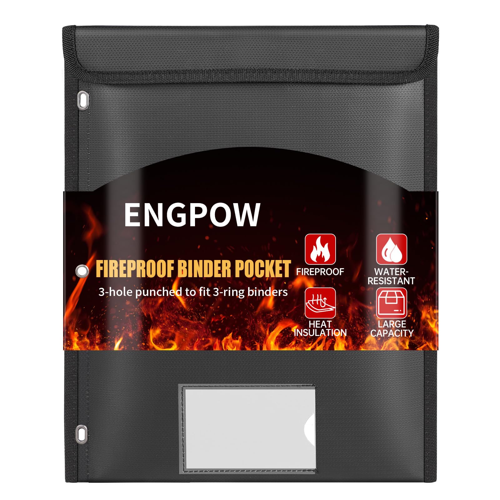 ENGPOW Fireproof Binder Pocket for 3 Ring Binder, Protect Files from Fire