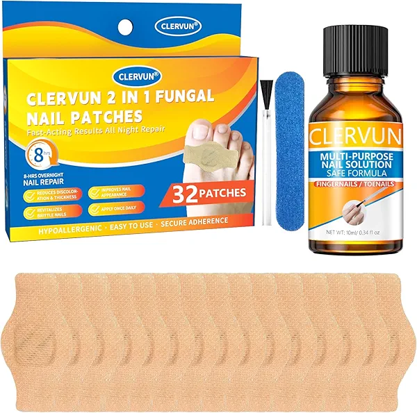 Fungus Nail Patches - 32 Pcs - Toe Nail Fungus Treatment Extra Strength, Fungal Nail Patches for Toenails, 8-Hour Nail Repair for Damaged Nails for Men and Women Overnight Renewal