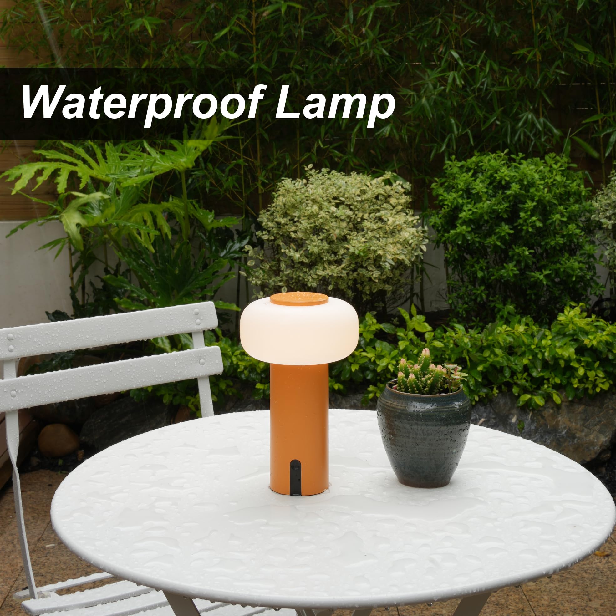 WEILAILUX Small Cordless Table Lamp Rechargeable, Portable Battery Operated Lamp with USB Charging, Touch Dimmable Night Light for Bedroom/Patio/Dinning/Outdoor/Camping (Orange)