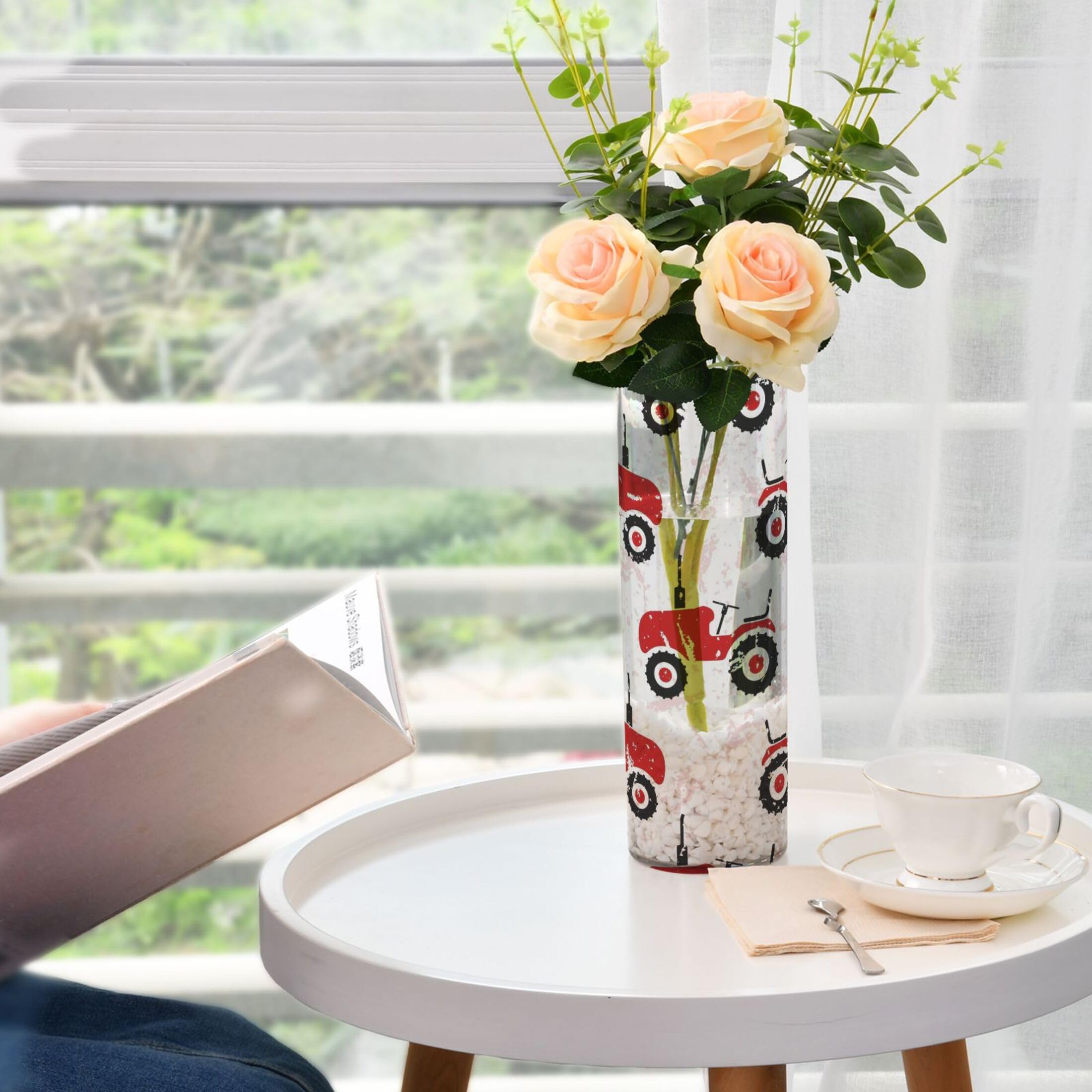 Amazon.com: Vozoza Red Tractor 11 Inch Flower Vase Decorative
