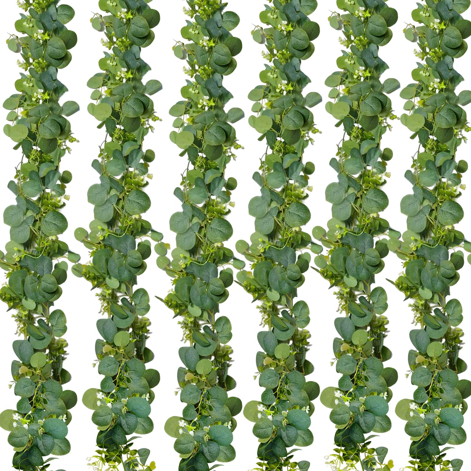 180CM Faux Eucalyptus Garland Artificial Eucalyptus Garland Fake Hanging Greenery Vine Artificial Foliage Fake Leaves Ivy Table Runner for Wedding Party Garden Office Backdrop Arch Wall Decor (6)