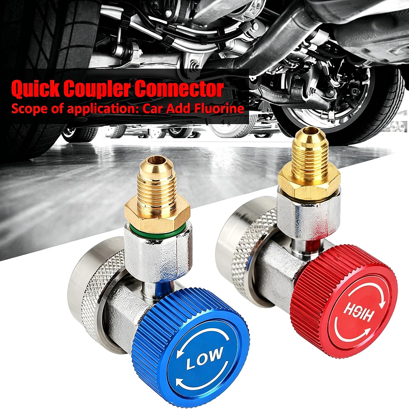 Connecteur Raccord Rapide R134A, Couple Adaptateur R-134A 1/4 Pouce Sae Hvac Raccords De Voiture A/C Raccord Rapide Bas/Haut, Kit Connecteur Flexible Collecteur Freon Hvac