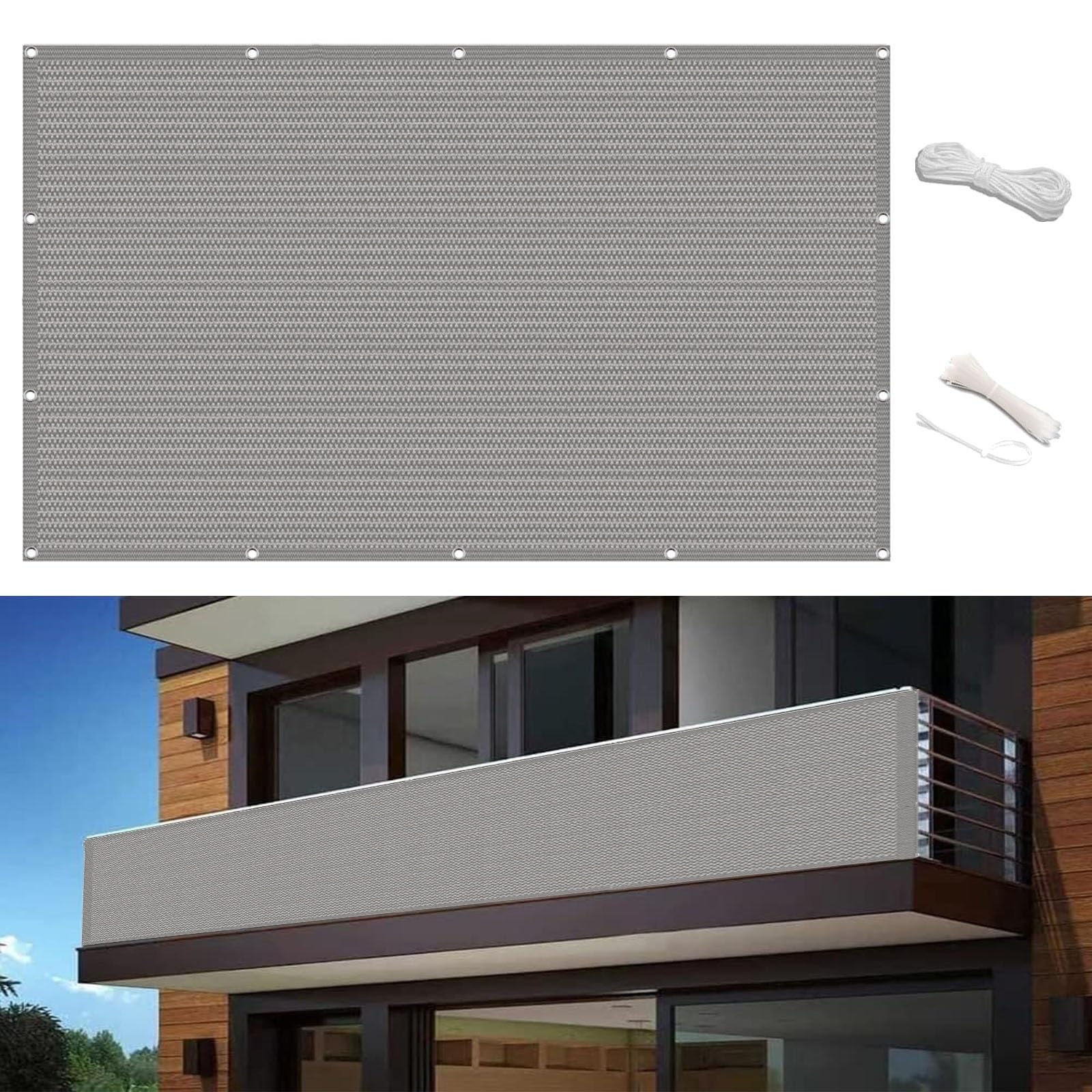 GJZQDKX Balkon 110x200 cm - Weatherproof Sunshade & Wind Protection - Light Grey Balcony Enclosure for Living Room & Bedroom - Outdoor Privacy Barrier