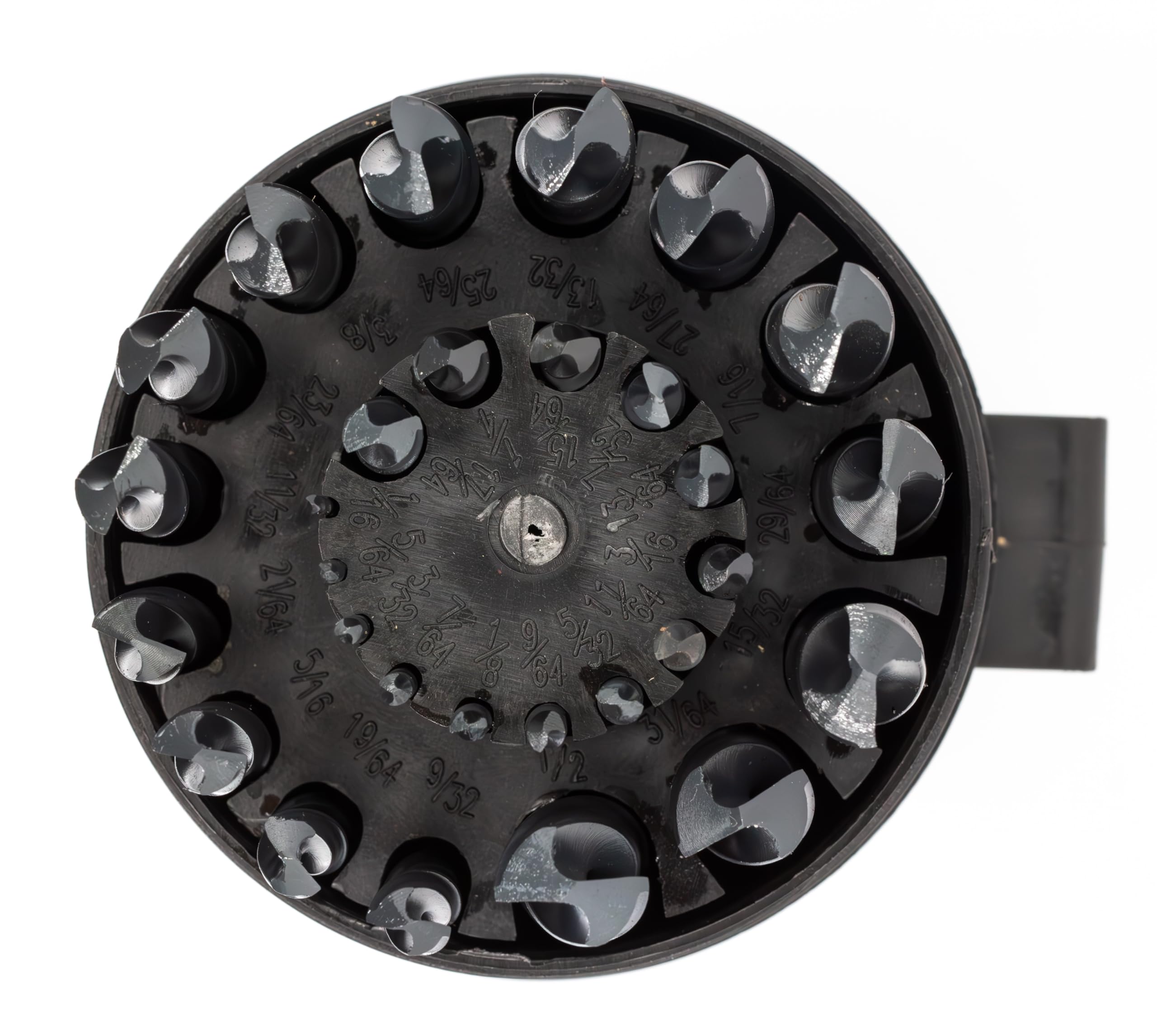 Drill América dwd29j-pc Qualtech 29 piezas Acero de alta velocidad brocas Jobber longitud en carcasa de plástico, negro óxido de acabado, redondo filo, tipo flauta espiral, 118 Degrees convencional Point, 1/16 "a 1/2 tamaño