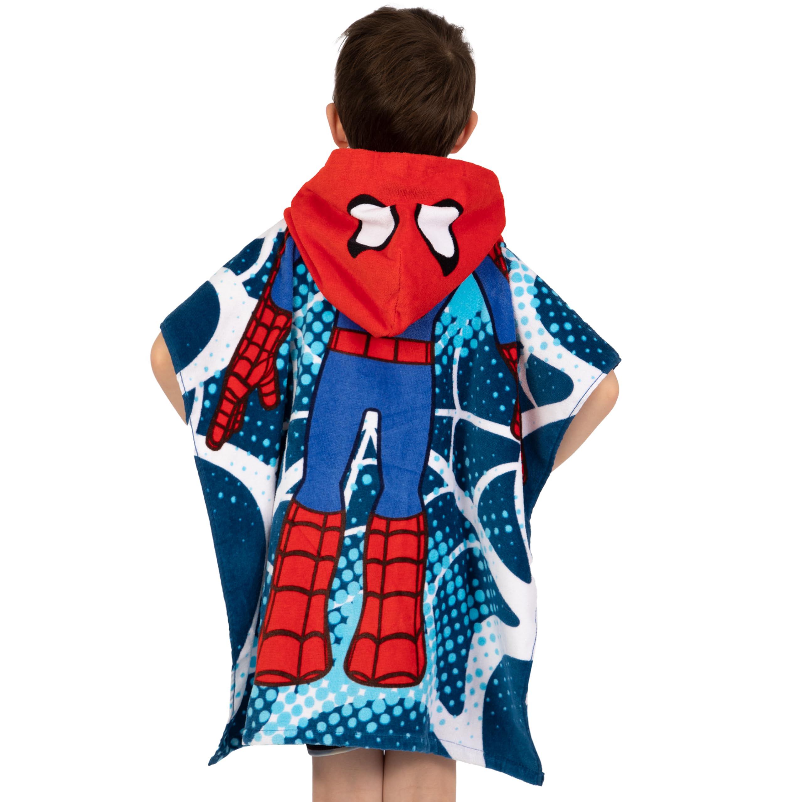 Marvel Poncho De Bain Enfant, Serviette Piscine Enfant Spiderman, Serviette De Plage Capuche Spidey, Taille Unique Bleu