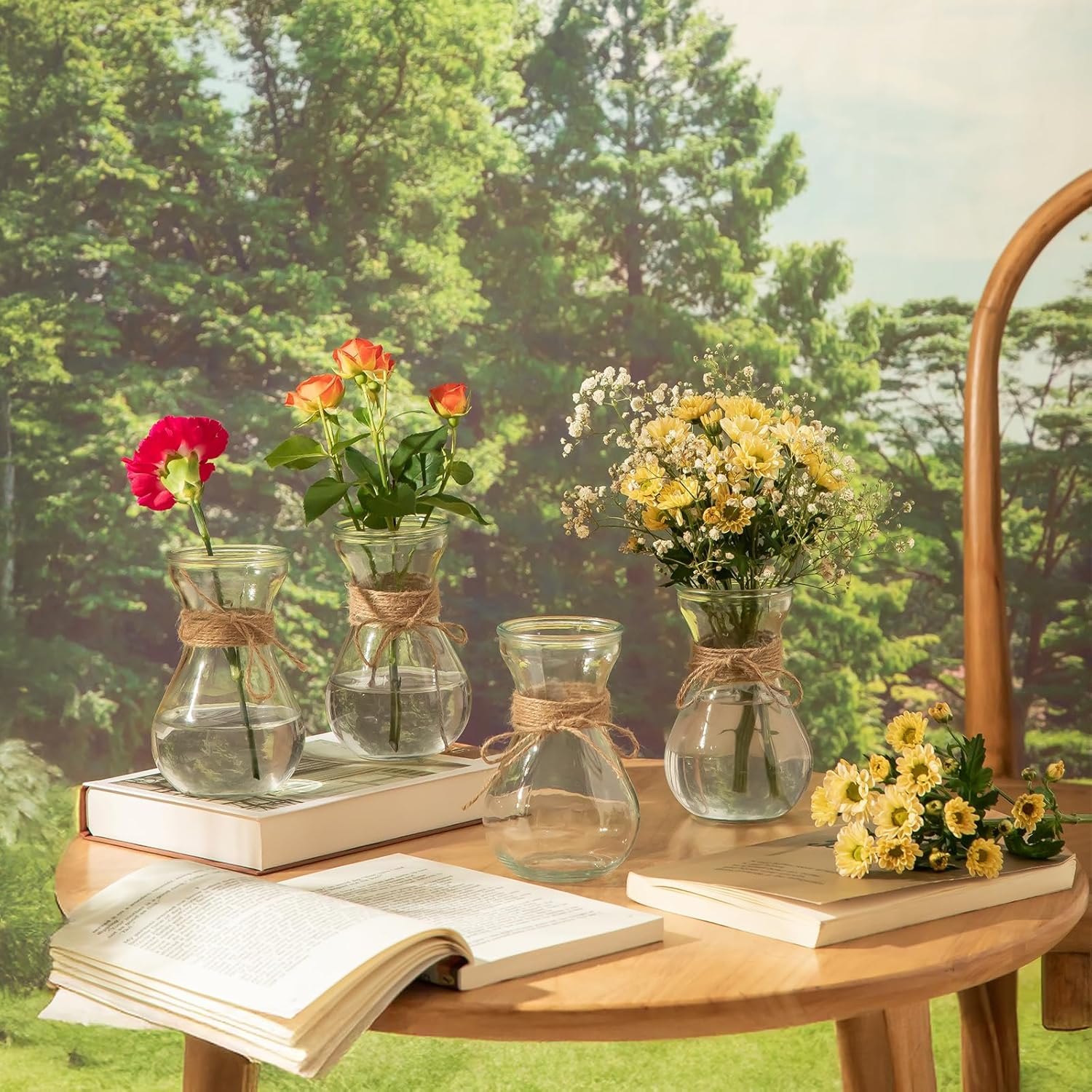 Clear Glass Bud Vase Set of 12 Pcs, Small Glass Vases for Flowers Wedding, Mini Vases for Centerpiece Table Decorations, Vintage Decorative Glass Vase Set for Flowers, Party and Dining Decor