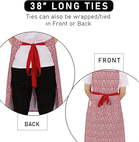 Miniatura 3 de RUVANTI Delantales de algodón para mujer con bolsillos ajustables hasta XXL, cocina, servidor, chef
