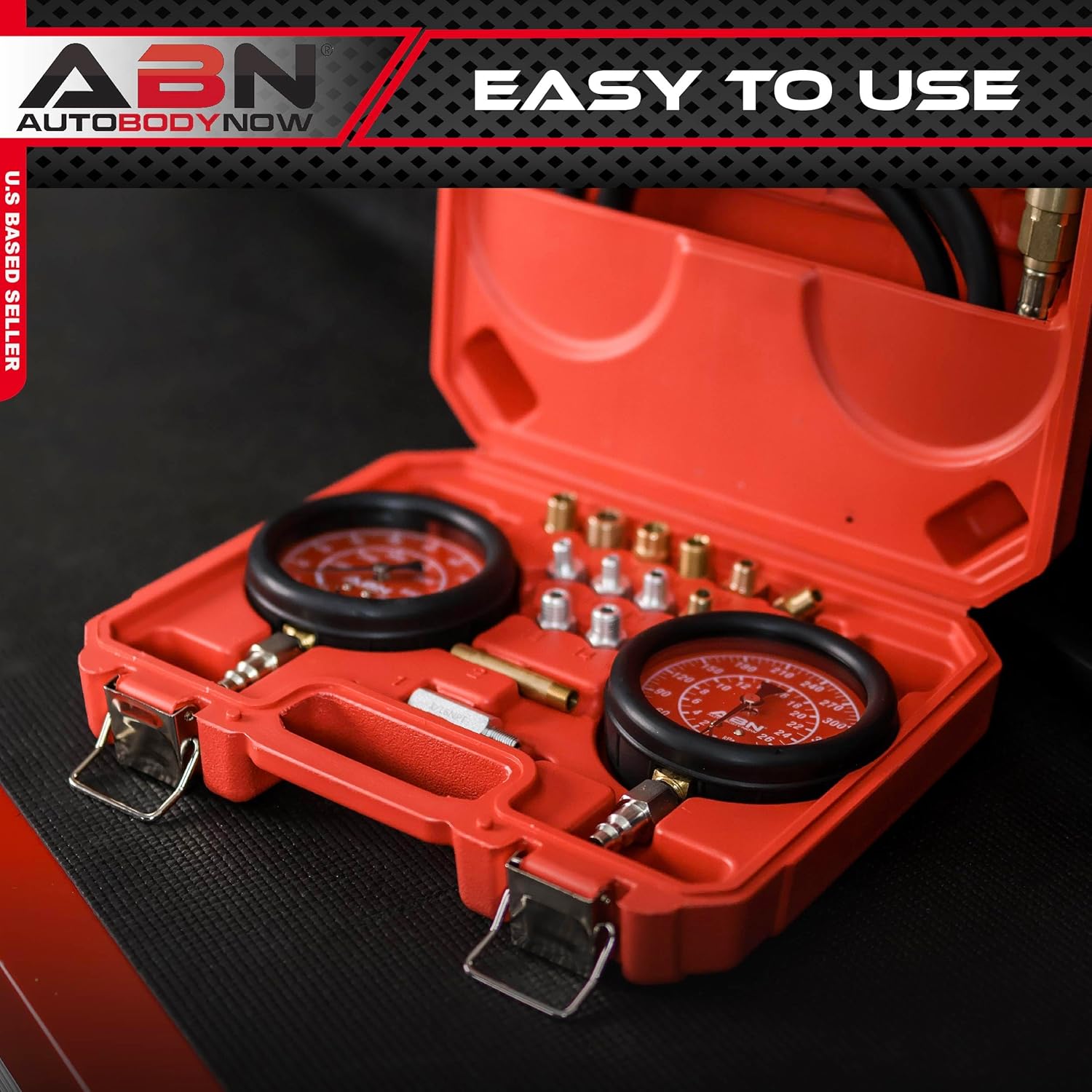 ABN Engine Oil Pressure Tester Tool Kit – Professional Oil Pressure Gauge Kit up to 400 PSI, High and Low Pressure Gauge Kit for Engine Diagnostic, Engine Oil Pressure Tool Kit