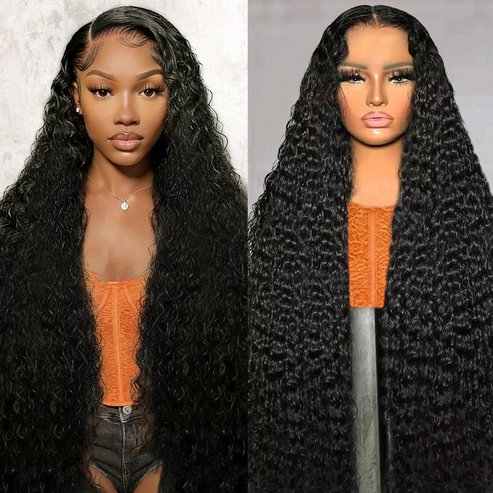 Amazon.com : SYHGK Deep Wave Lace Front Wigs Human Hair 13x6 Hd