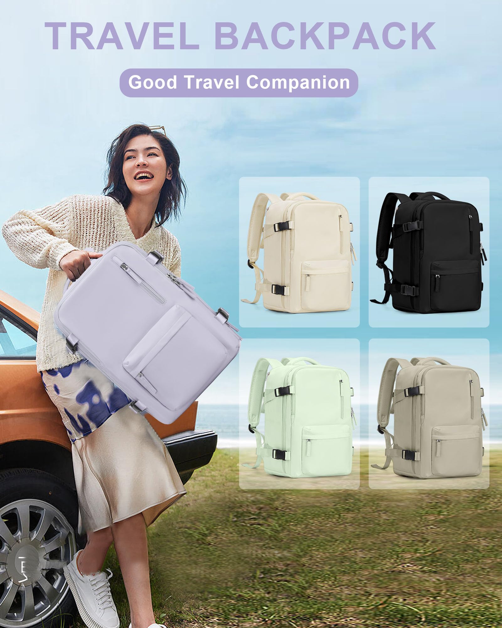 BJLFS Borse da Cabina per Ryanair 40×20×25 Zaino da Viaggio con Sottovuoto Bagaglio a Mano Easyjet 45×36×20,Zaino con sistema di compressione,Zaino Casual per laptop da 14 pollici per scuola