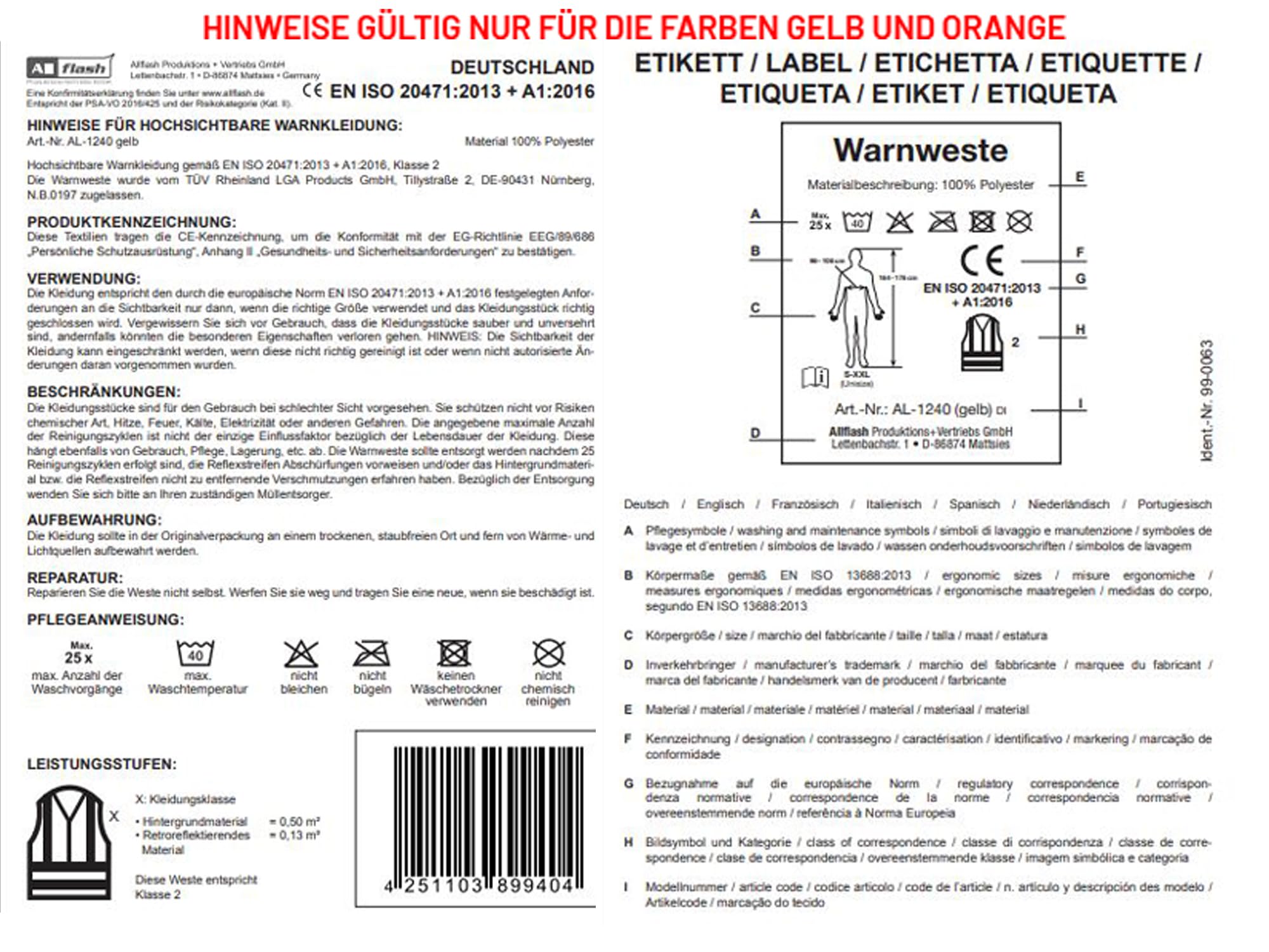Warnweste - Signalweste ID: 488
