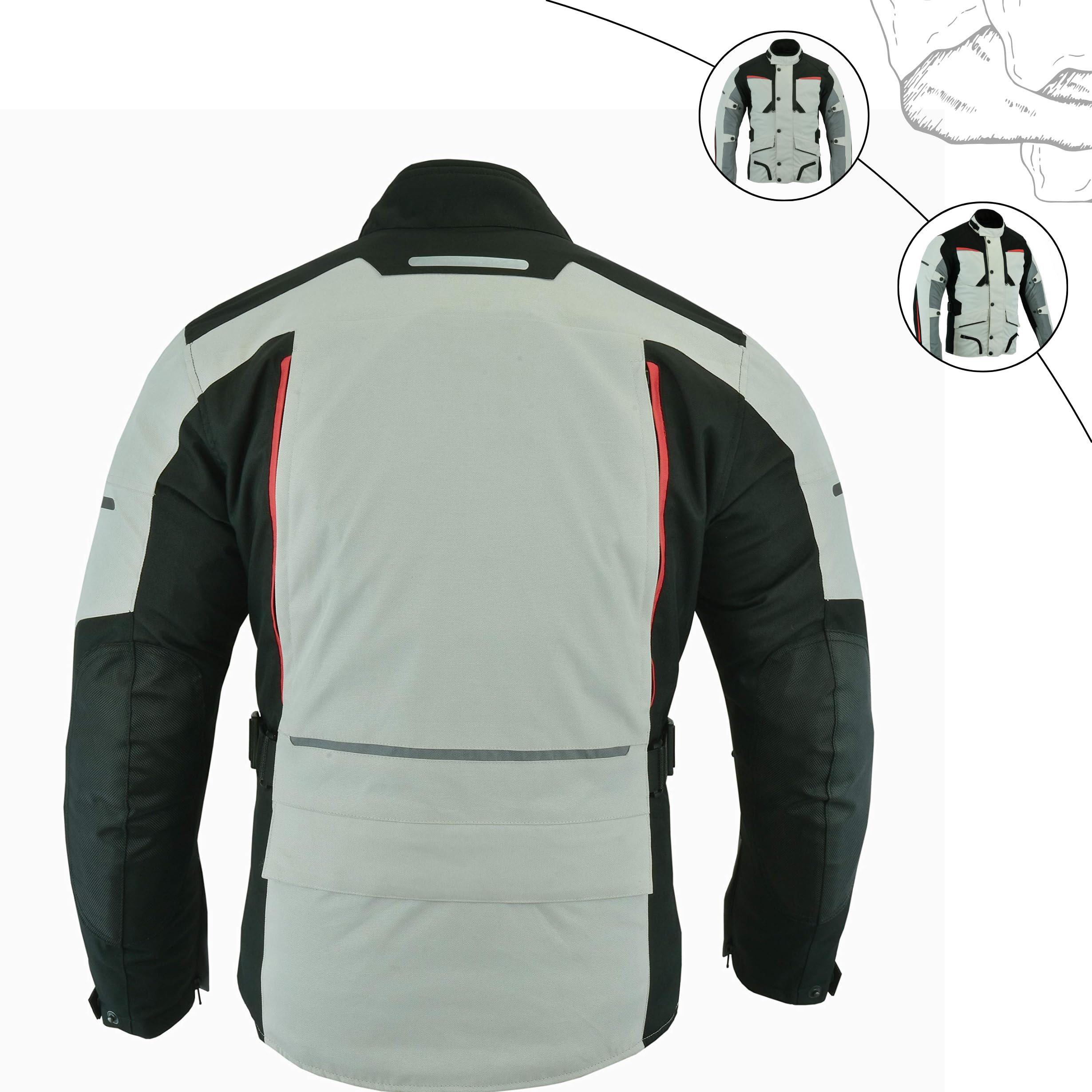 Giacca impermeabile da uomo per motocicletta/moto corazzata invernale estate bianca/grigio tessuto Codura tessuto CE corazzato