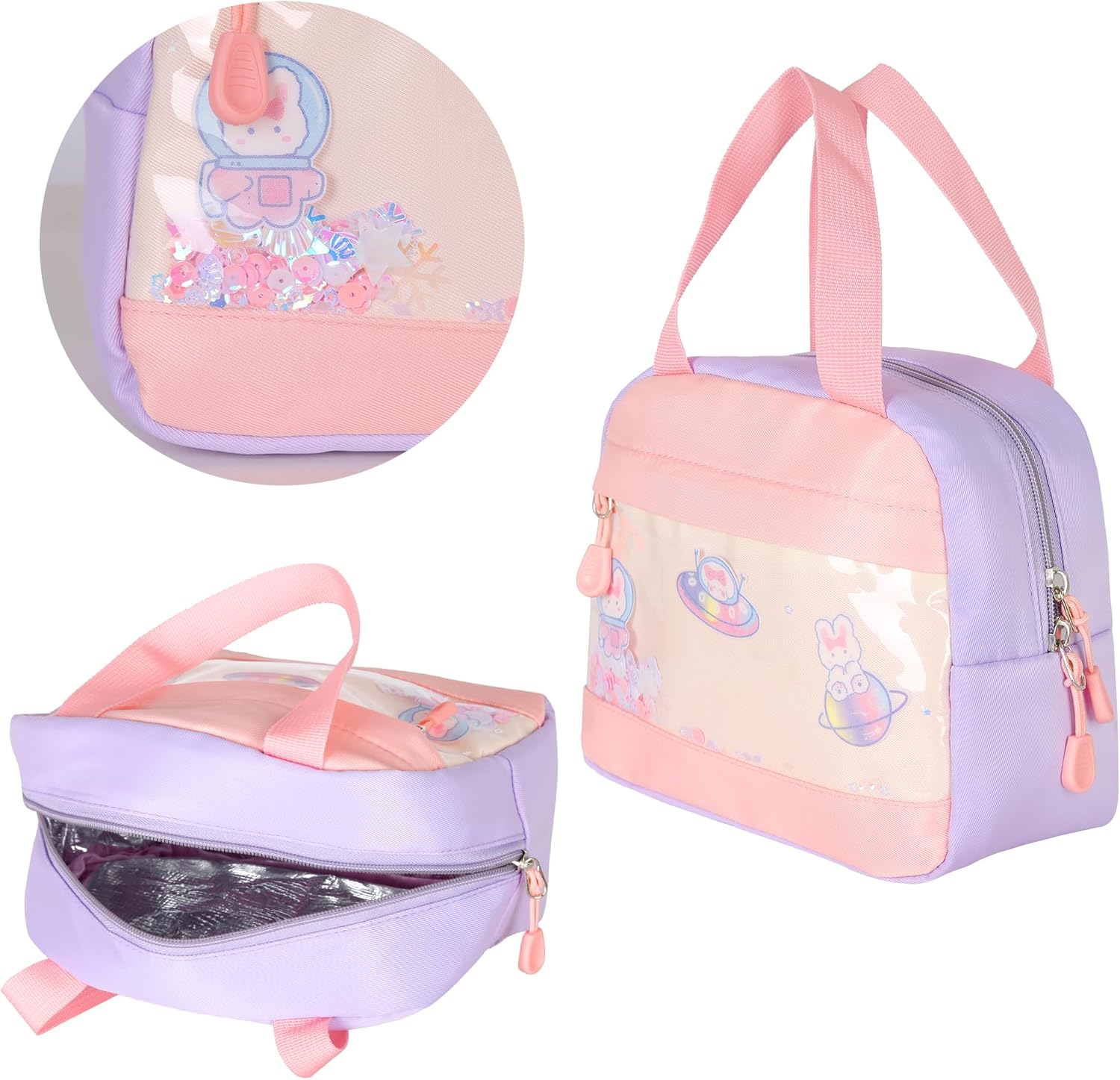 Girls Backpack,Kawaii Bunny Backpack for Girls Kindergarten Cute Elementary Schoolbag with Lunch Box Kids Children Bookbag Casual Daypack with Chest Strap - Image 5