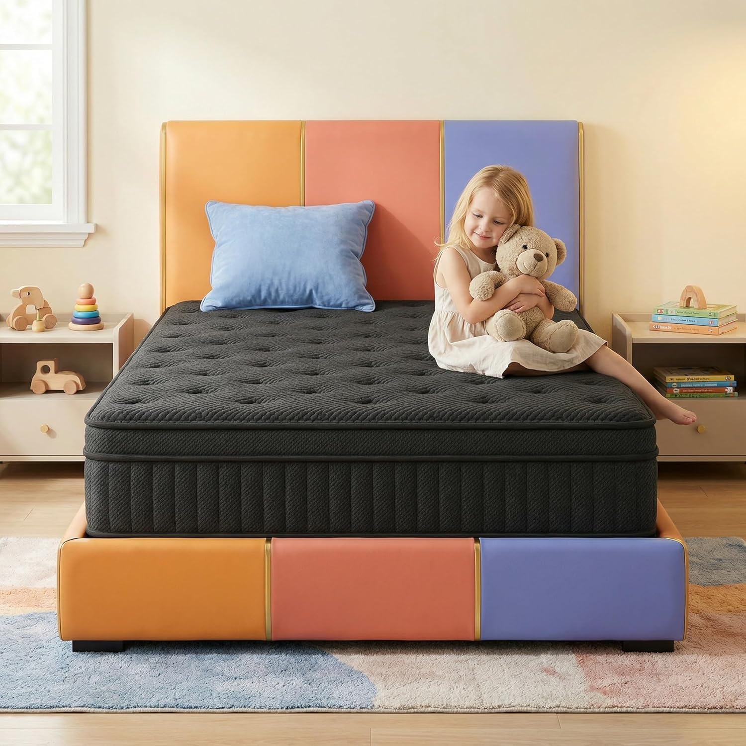 Twin Size Mattress 12 Inch - Hybrid Mattress, Memory Foam Mattress in a Box - Cool Sleep & Pressure Relief - CertiPUR-US Certified