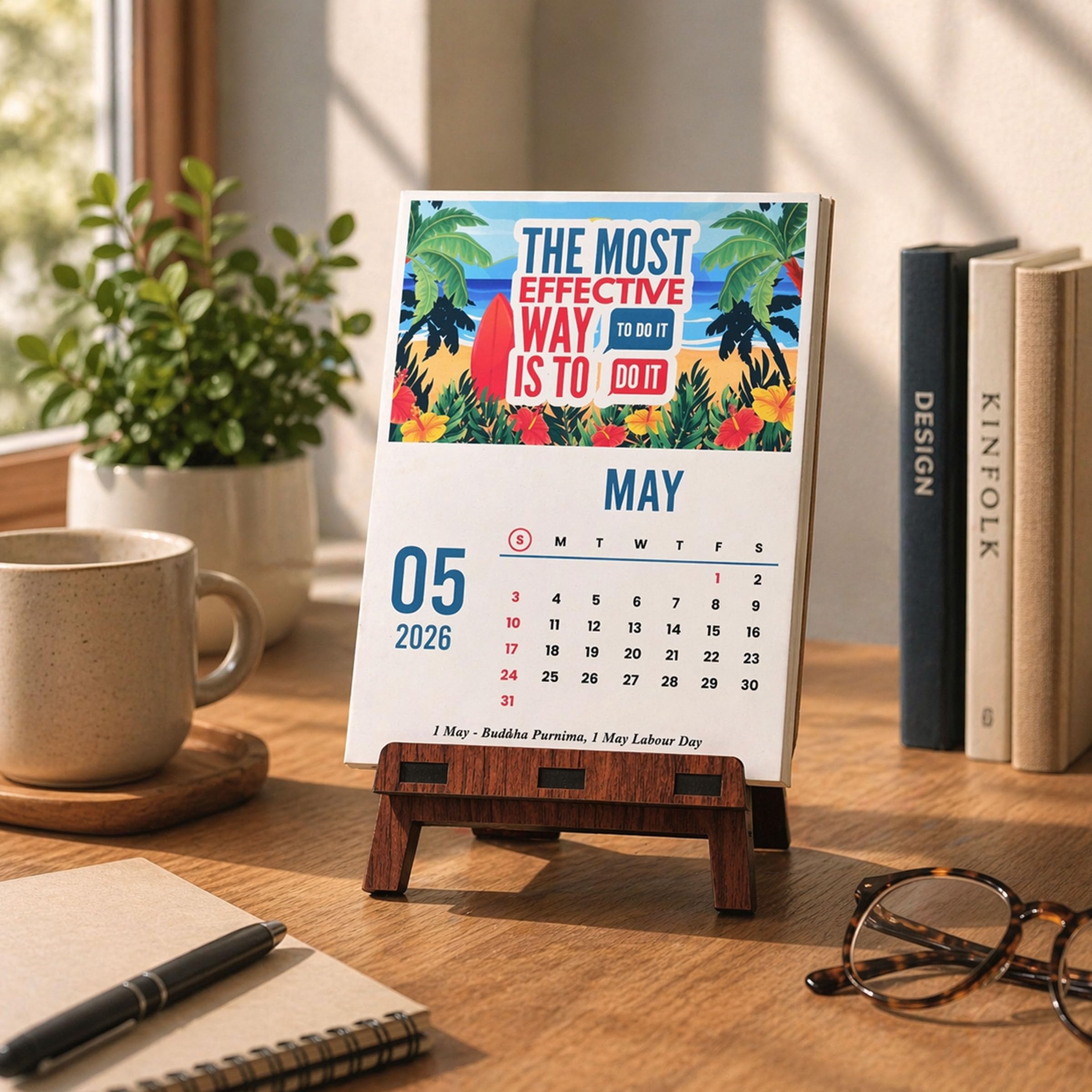 GKD Desk Calendar 2026 with Wooden Stand | Motivational Quotes Theme Table Calendar | 12 Months Calendar | Premium MDF Wooden Easel Stand | Office Desk Decor | Home & Office Planner (Quotes Calendar)-image-15