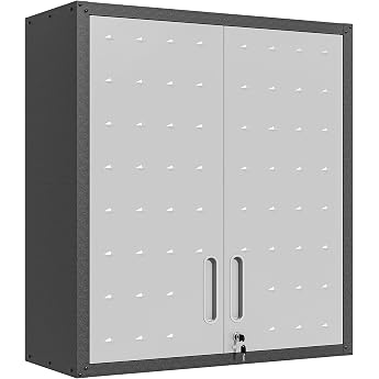 Werkzeugschrank H ngend Metall Wandschrank mit 2 T ren H ngeschrank f r Garage Werkstattschrank Wand Montage Erforderlich Schwarz & Grau