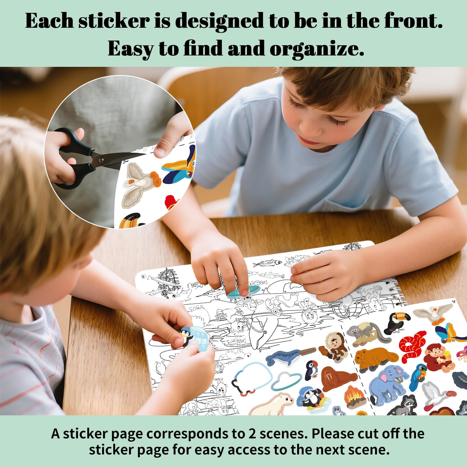 Elfew Find The Animal Sticker Books for 2+ Year Olds, 450+ Stickers for Children Toddler Stickers Activities Book - Image 4