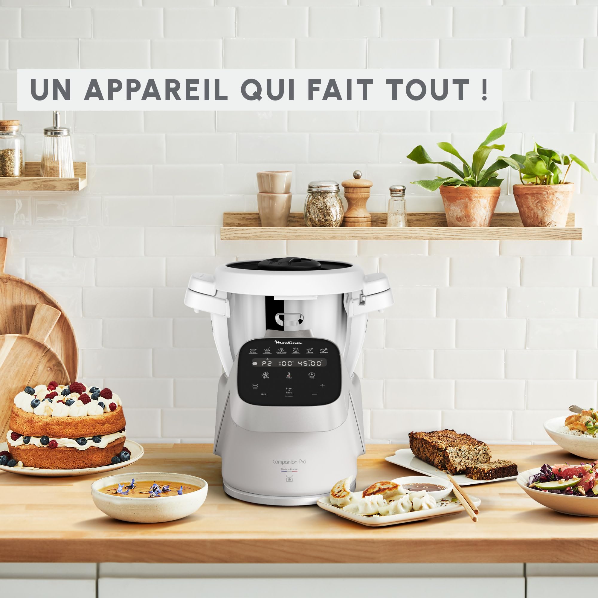 Moulinex Companion Pro avec extension air fryer, Robot cuiseur, Balance intégrée, Capacité XL, YY5828FG, Nube